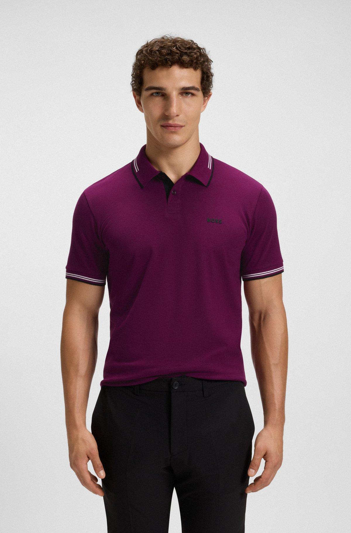 Stretch-cotton slim-fit polo shirt with branding Product Image