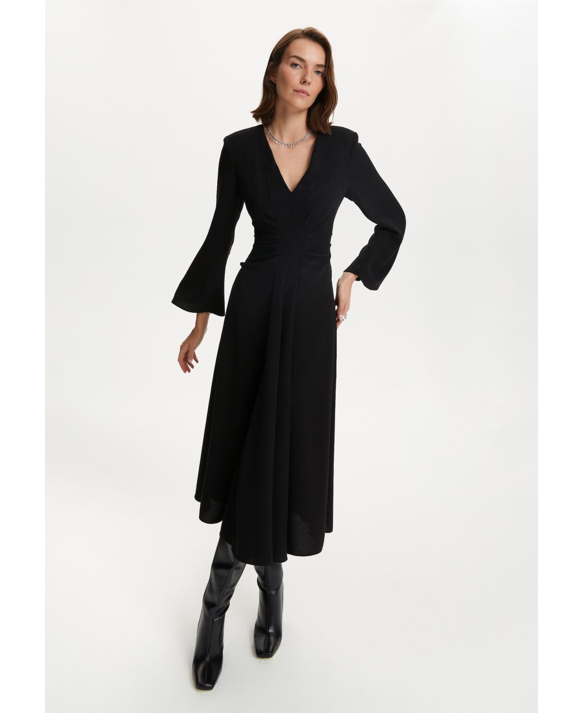 Womens V-Neck Crepe Dress Product Image