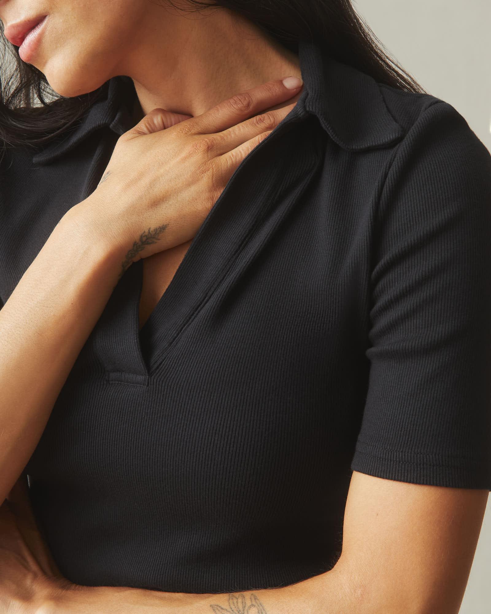 Women's Luxe Rib Popover - Black Product Image