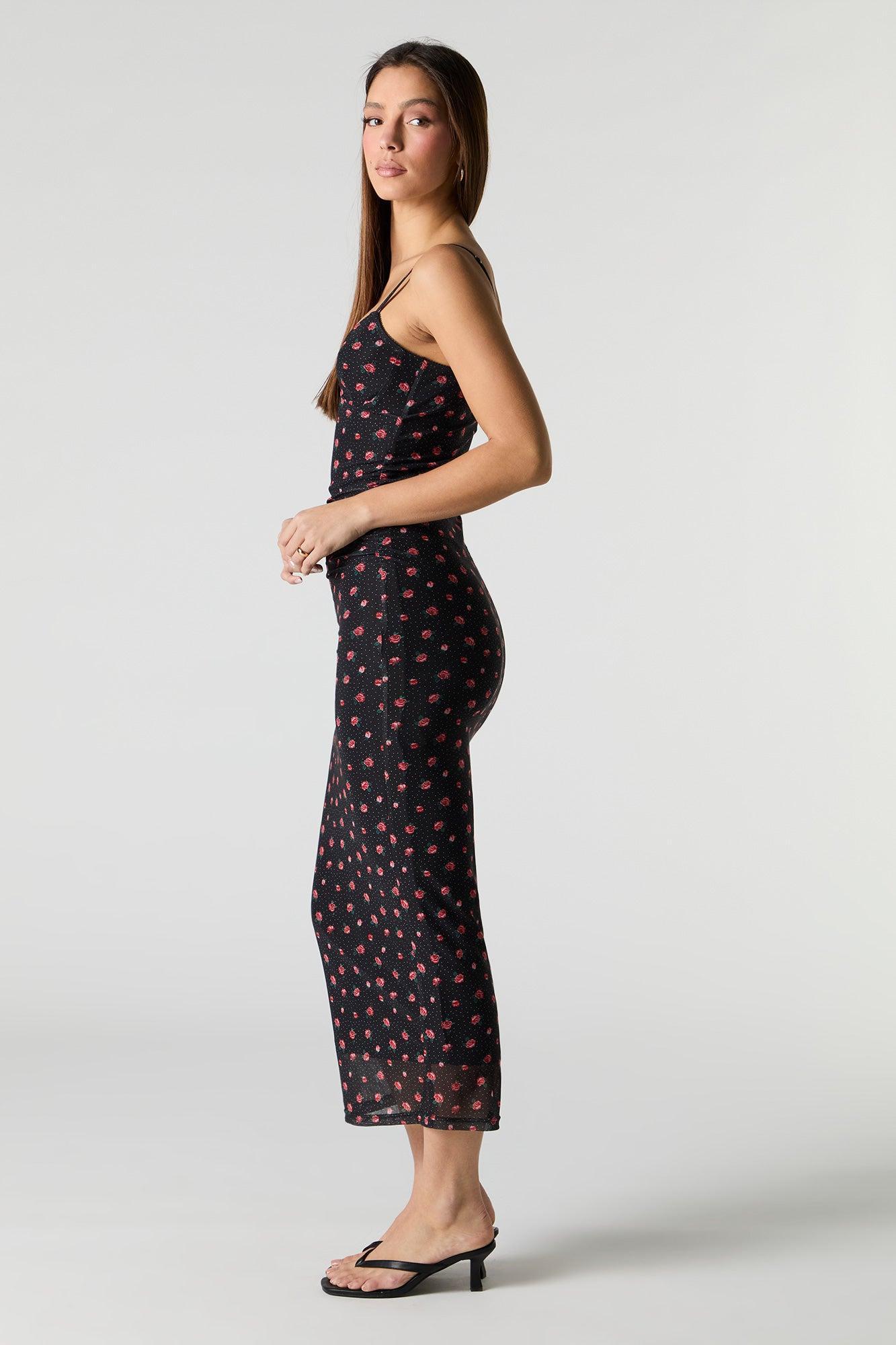 Printed Mesh Bustier Maxi Dress Female Product Image
