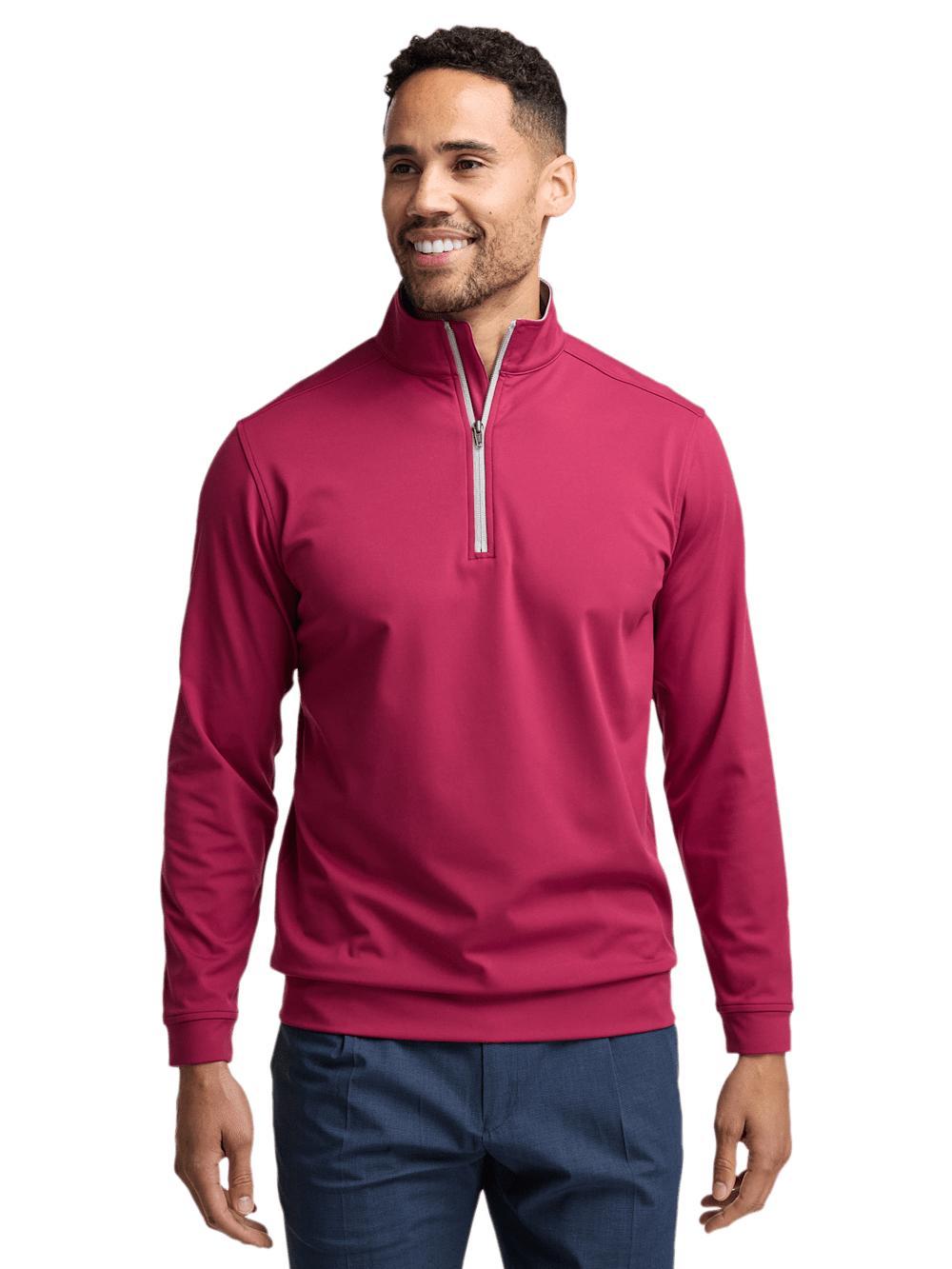 Performance Blend Quarter Zip Mock Neck - Burgundy Product Image