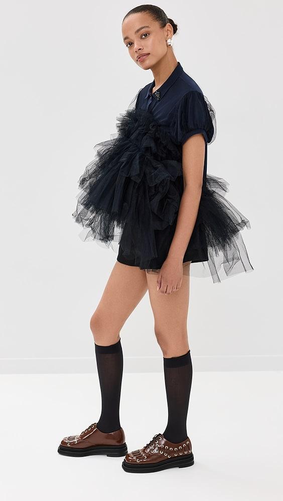 Simone Rocha Puff Sleeve Tulle Frill Polo Shirt | Shopbop Product Image