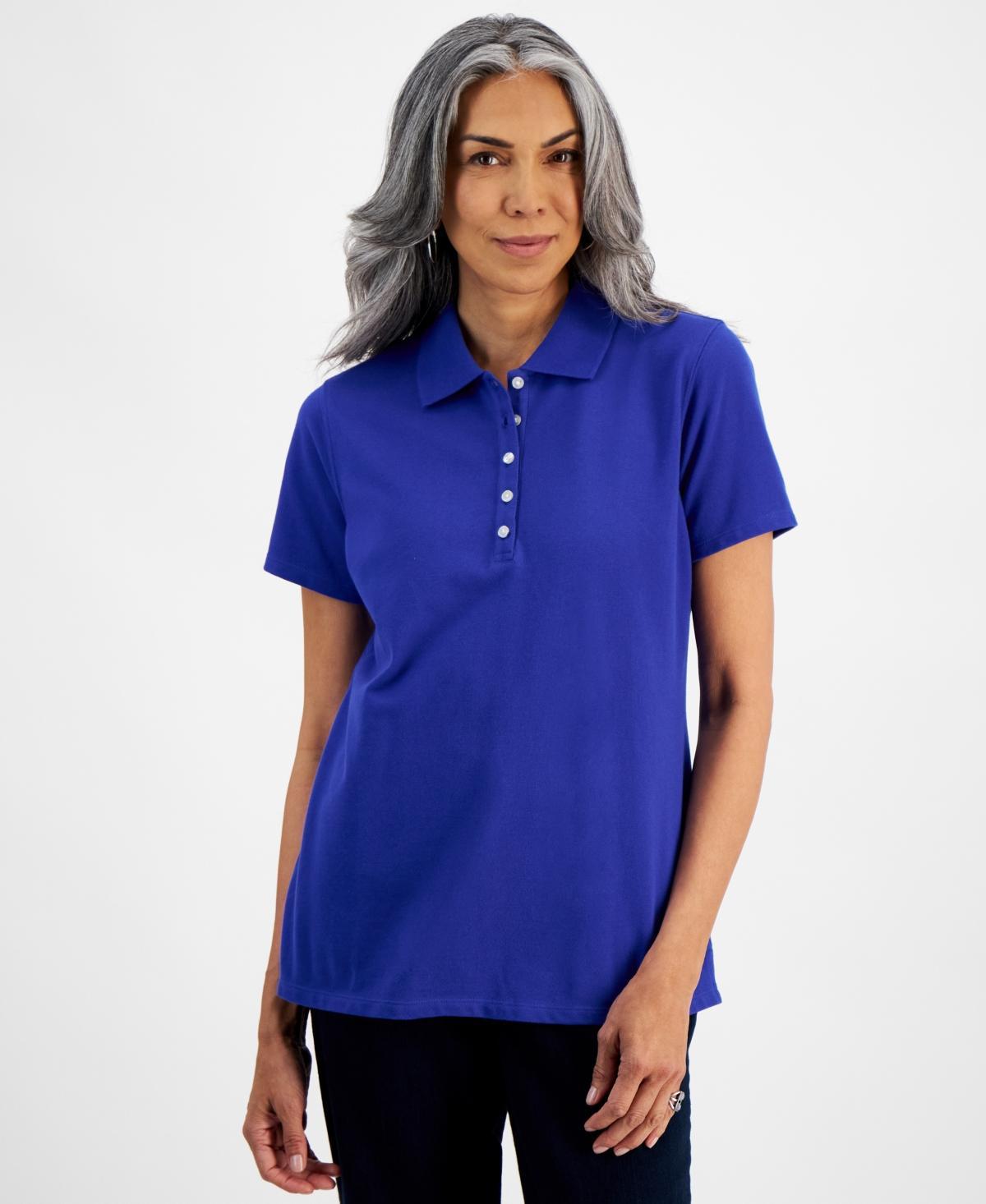 Style & Co Womens Short-Sleeve Cotton Polo Shirt, Created for Macys Product Image