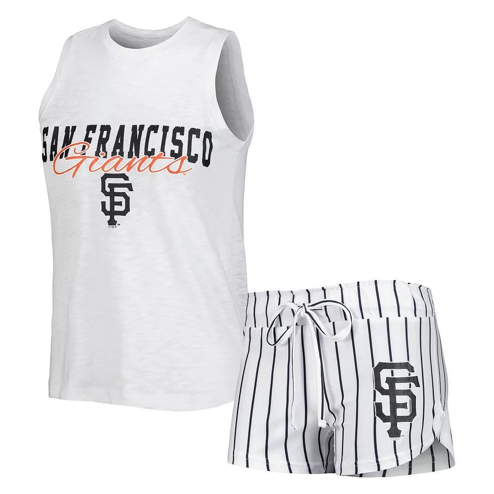 Women's Concepts Sport White San Francisco Giants Reel Pinstripe Tank Top & Shorts Sleep Set, Size: Small Product Image