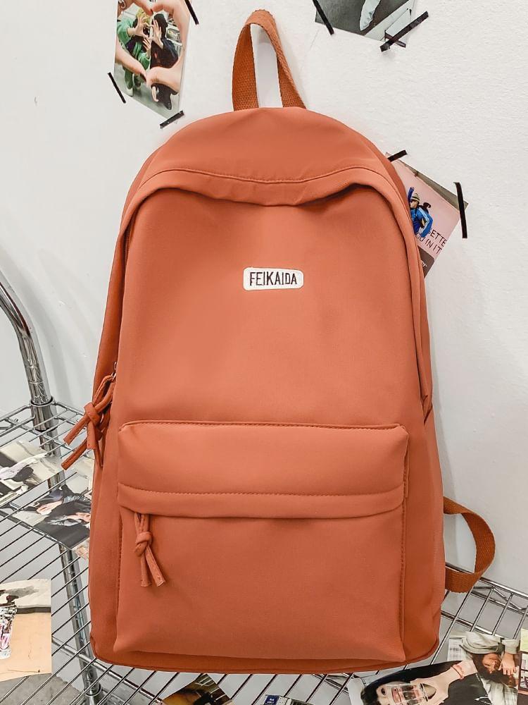 Lettering Embroidered Nylon Backpack Product Image
