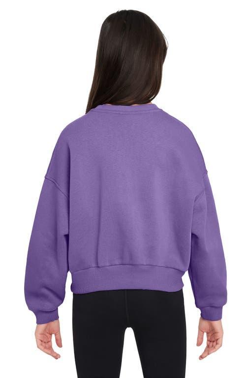 Nike Kids' Sportswear Club Fleece Crewneck Sweatshirt in Black Raspberry/White at Nordstrom Product Image
