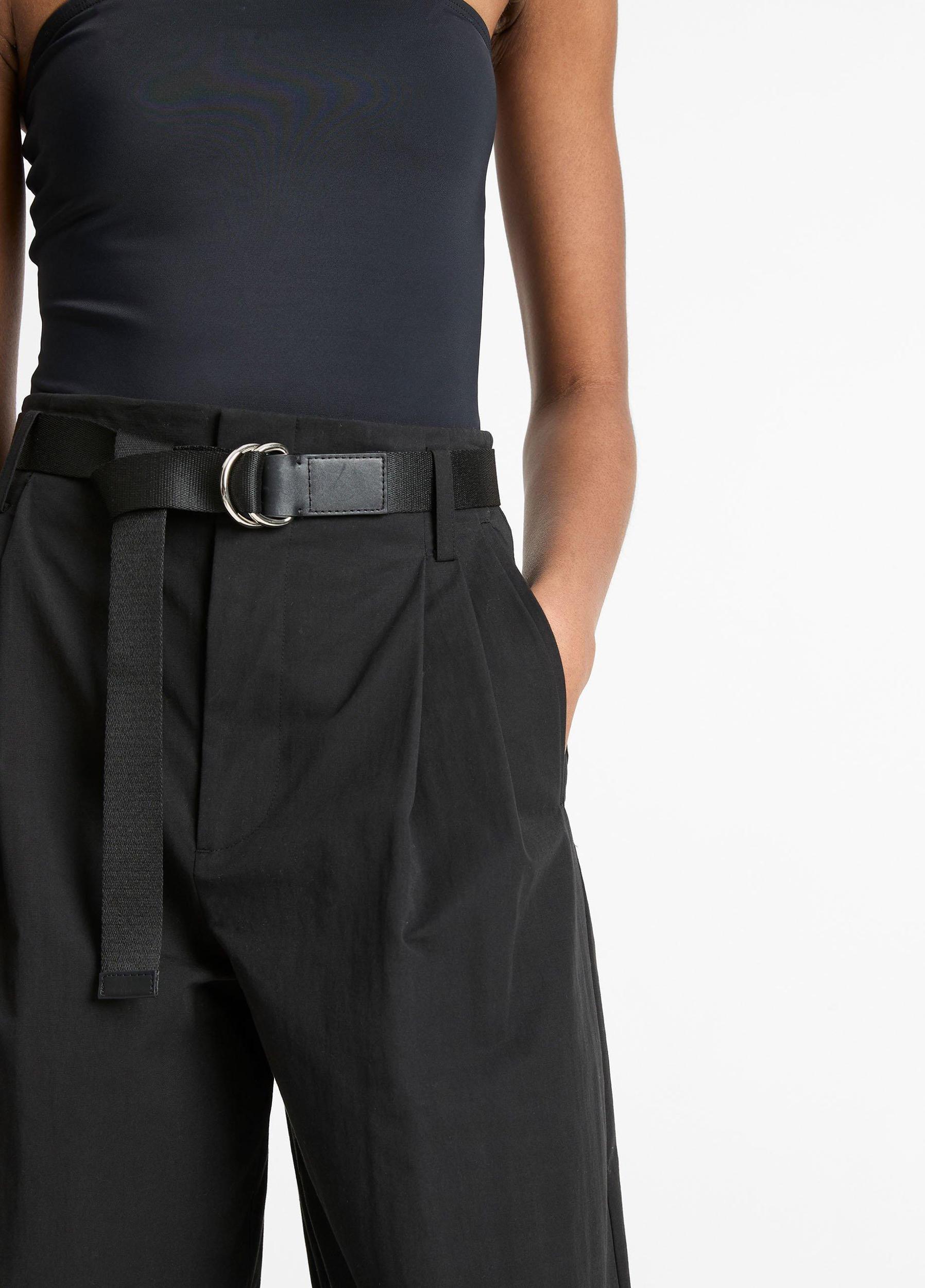 Cotton-Blend High-Rise Pleated Wide-Leg Trouser Product Image