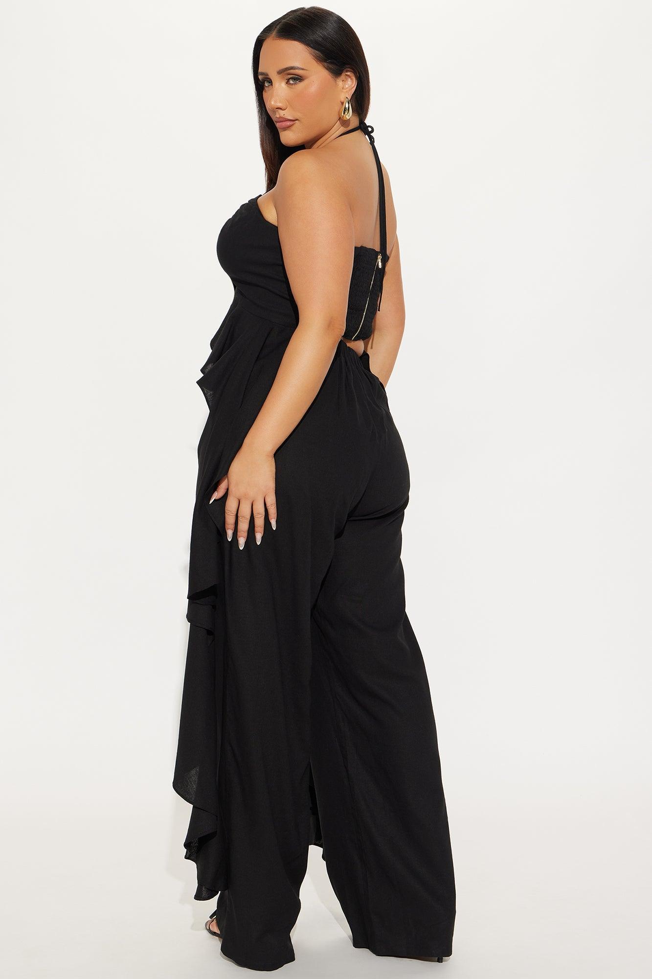 Crystal Shores Flowy Linen Pant Set - Black Product Image