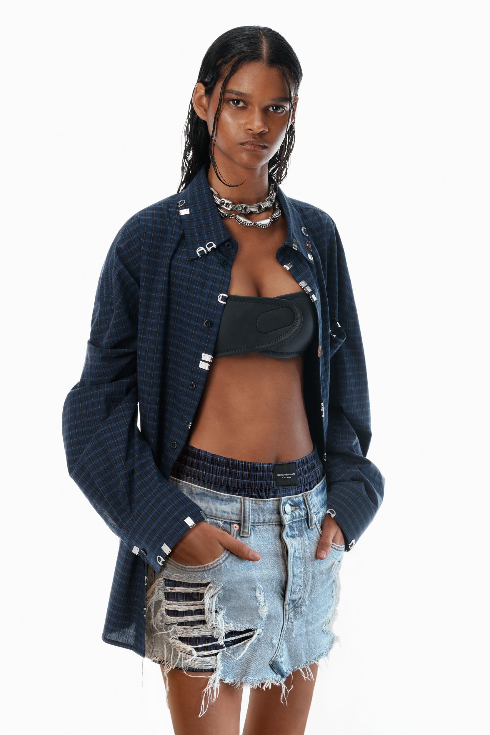 Distressed Pre-styled Denim Skirt Product Image