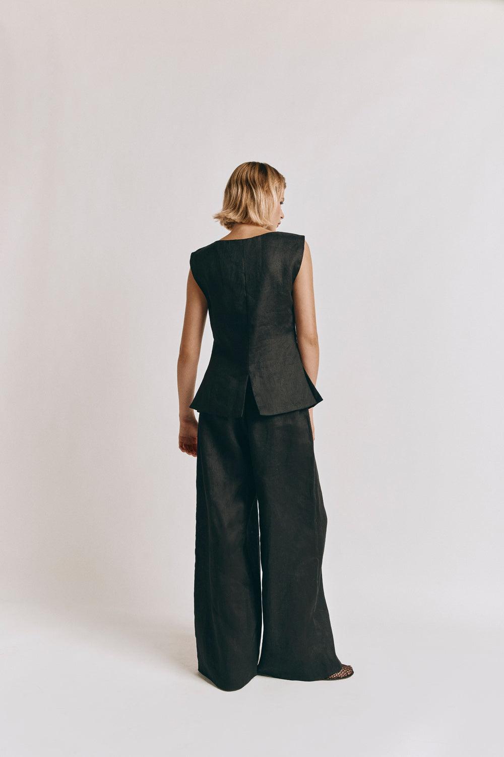 Raya Linen Pants Black Product Image