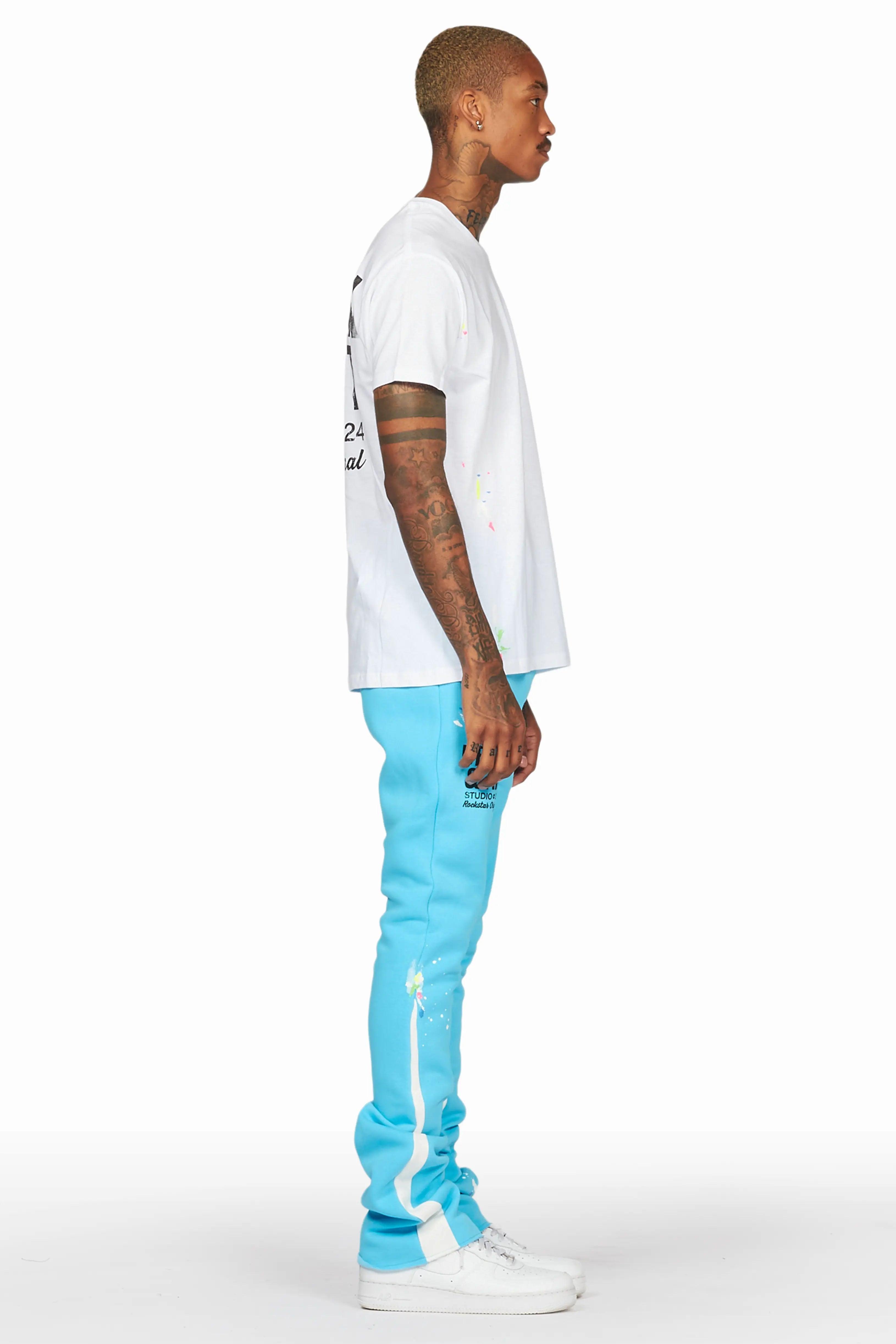 Mancha Blue T-Shirt Stacked Flare Track Set Male Product Image