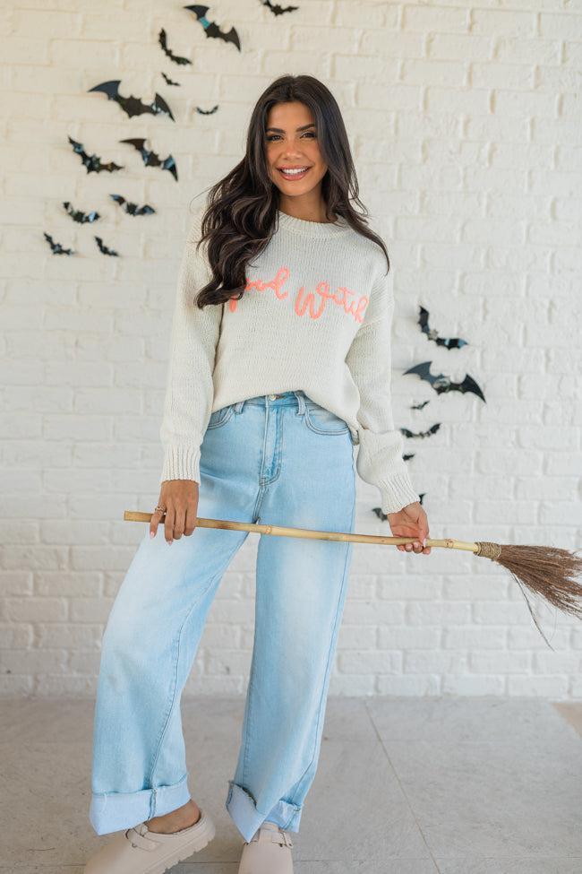 Happy To Be The Good Witch Stone and Coral Sweater FINAL SALE Product Image