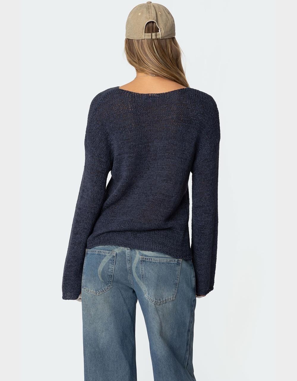 EDIKTED Drop Shoulder Light Knit Sweater - WHITE Product Image
