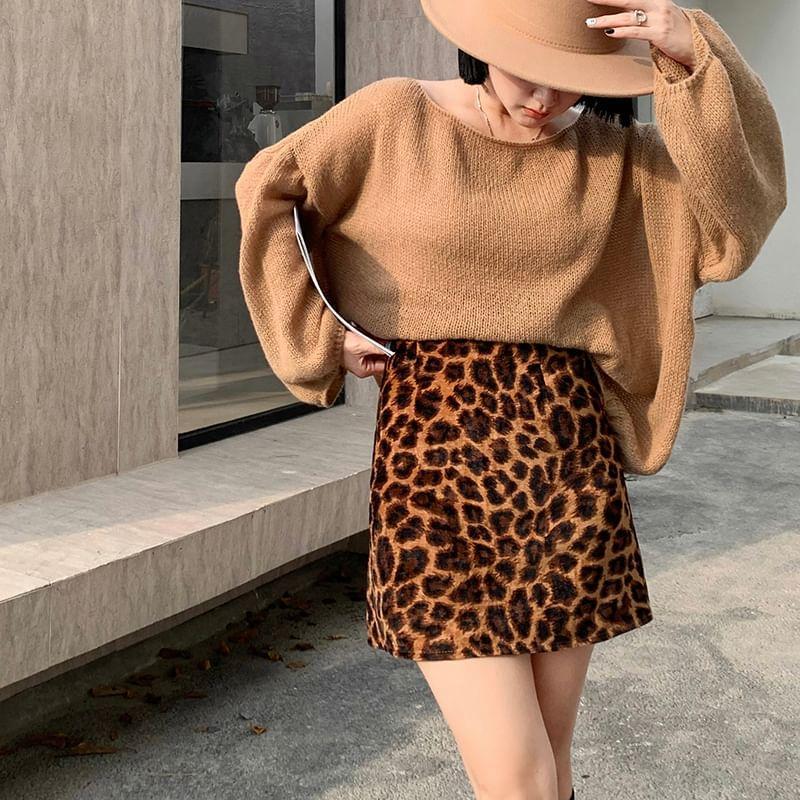 High Rise Leopard Mini Pencil Skirt Product Image