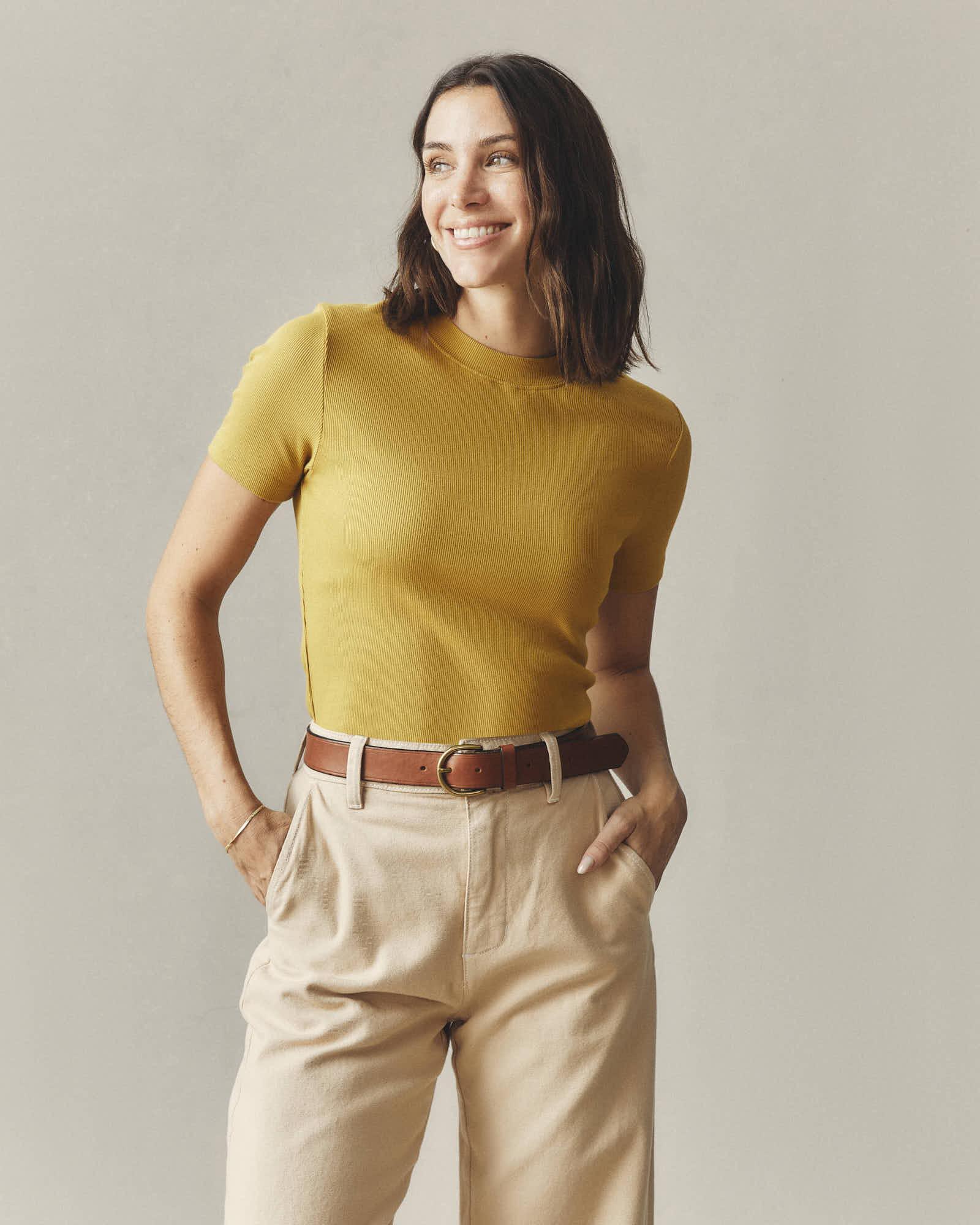 Women's Stretch Rib Crew Tee - Golden Palm Female Product Image
