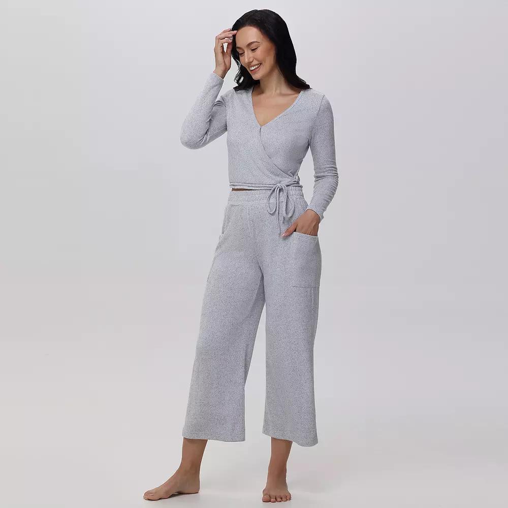 Women's Adyson Parker Ballet Wrap Pajama Top & Pajama Pants Set, Size: Small, Light Grey Product Image