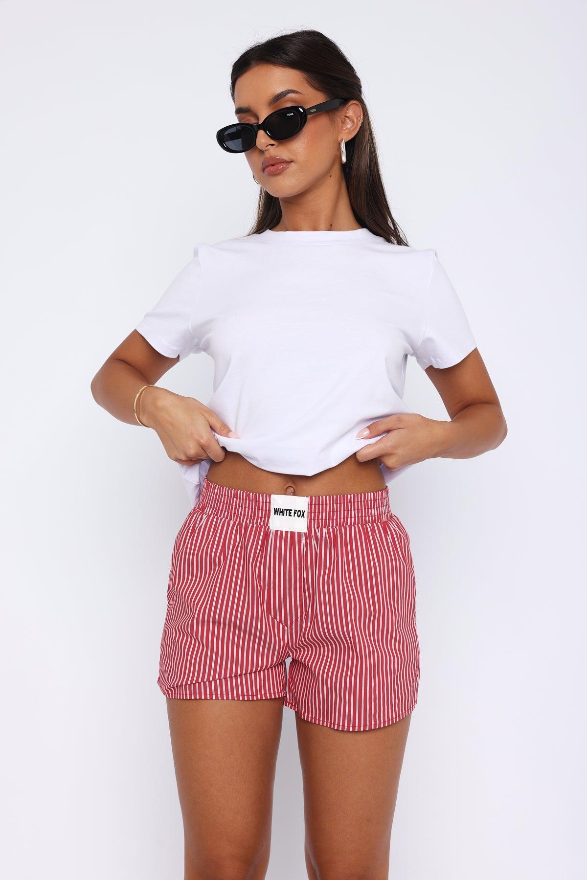 Wasting My Time Shorts Red Stripe Product Image