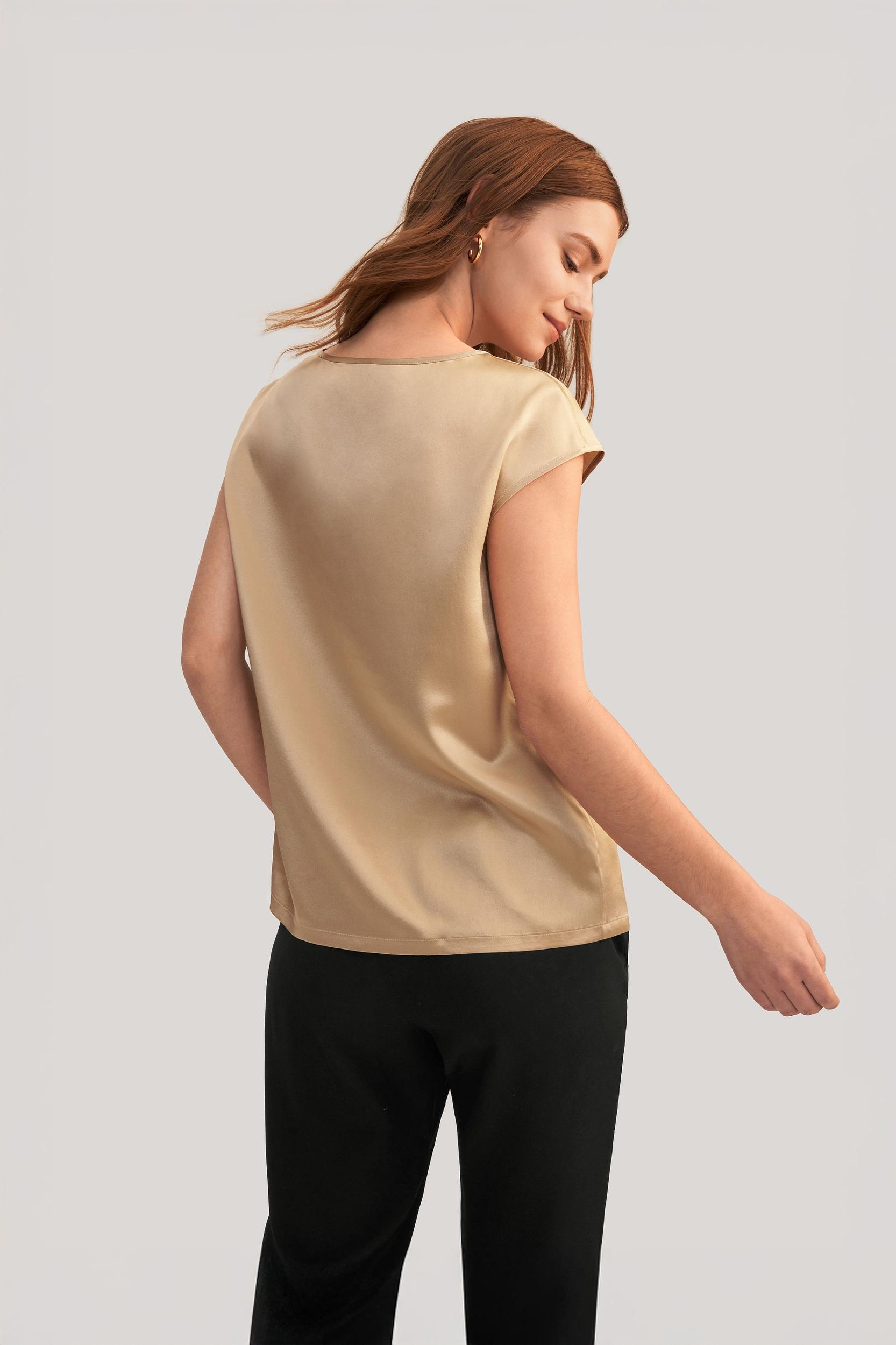 Basic Cap Sleeves Silk Tee Product Image