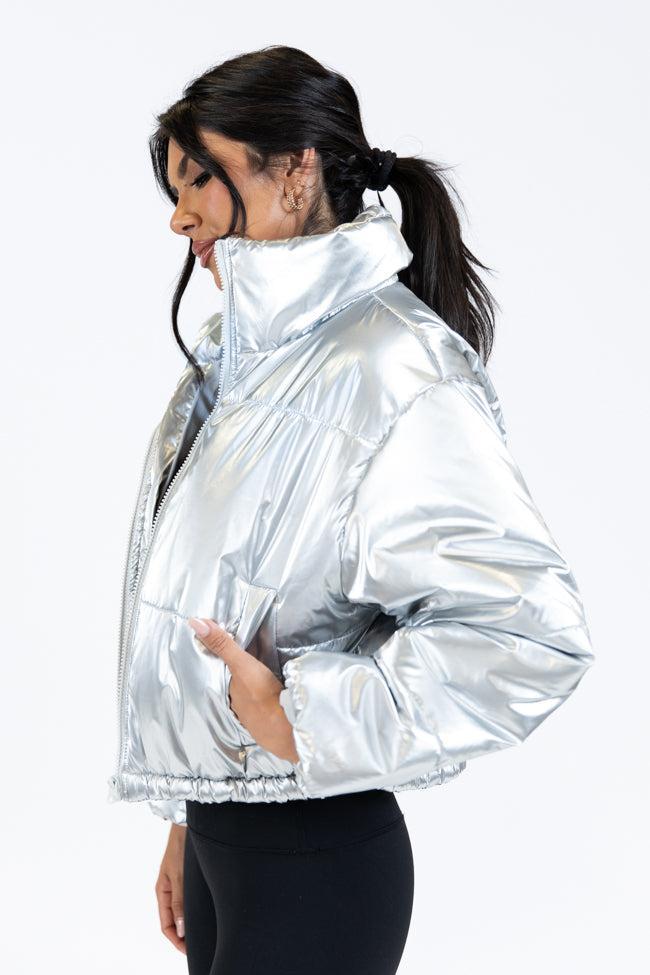 Keep Me Warm Silver Chrome Puffer Jacket FINAL SALE Product Image
