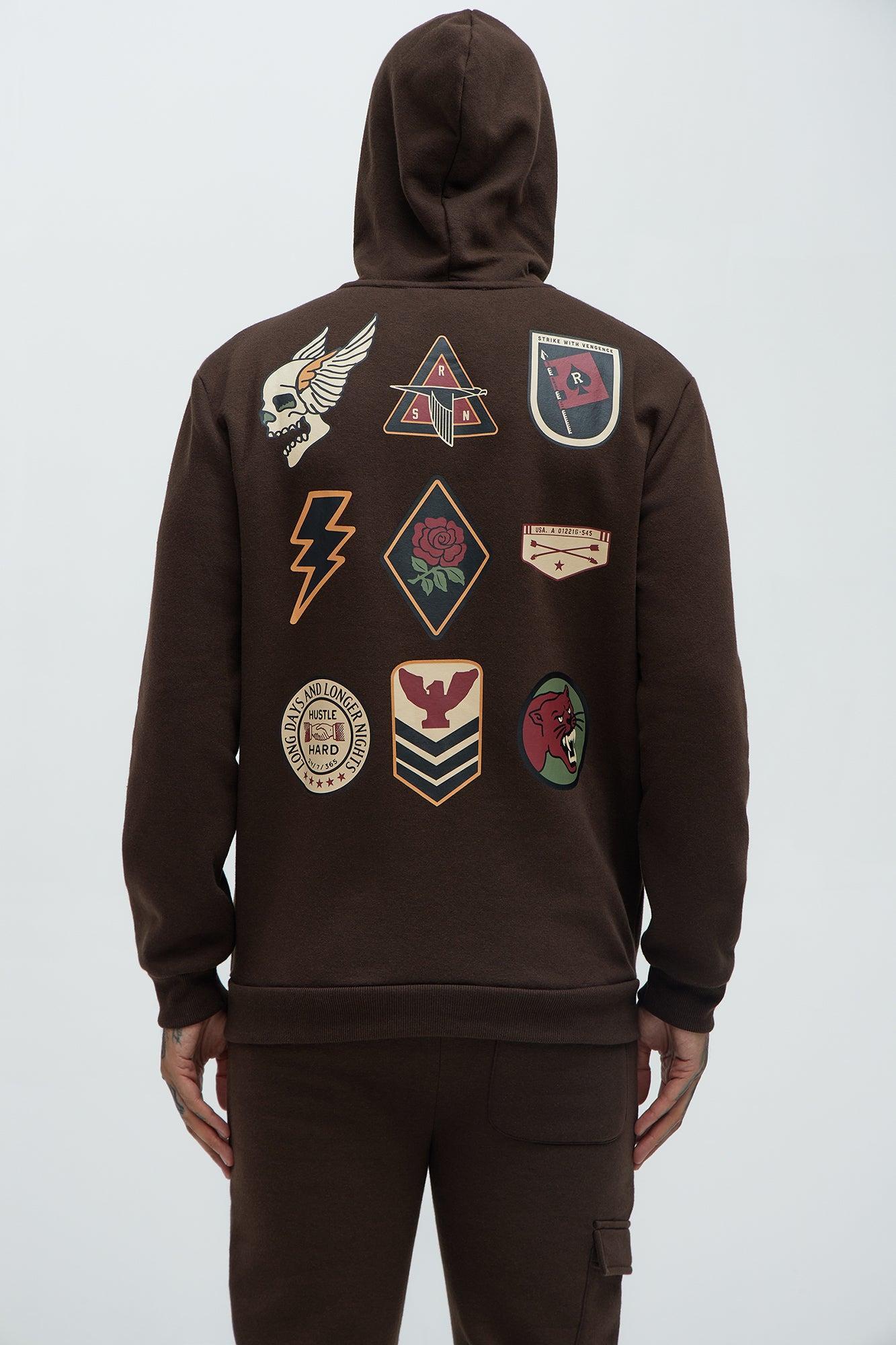 Valor Patches Hoodie - Brown Product Image