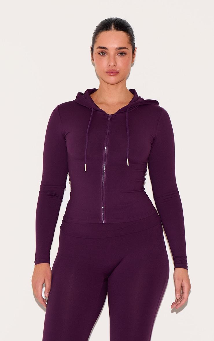 Shape Plum Stretch Sculpted Zip Through Hoodie Product Image