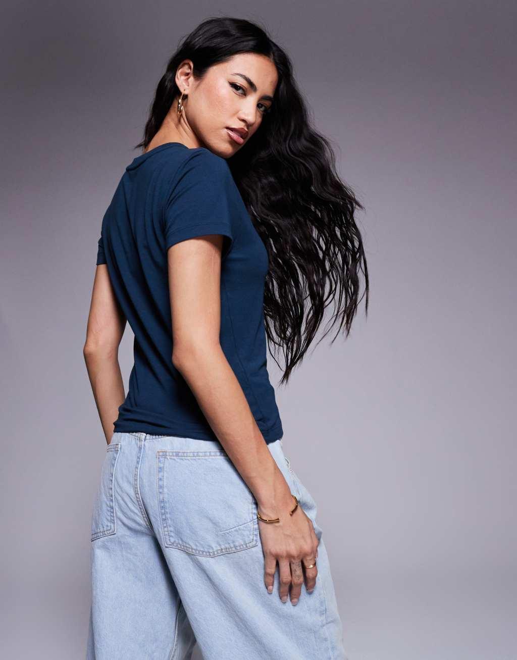 Nike Chill cropped t-shirt in navy Product Image