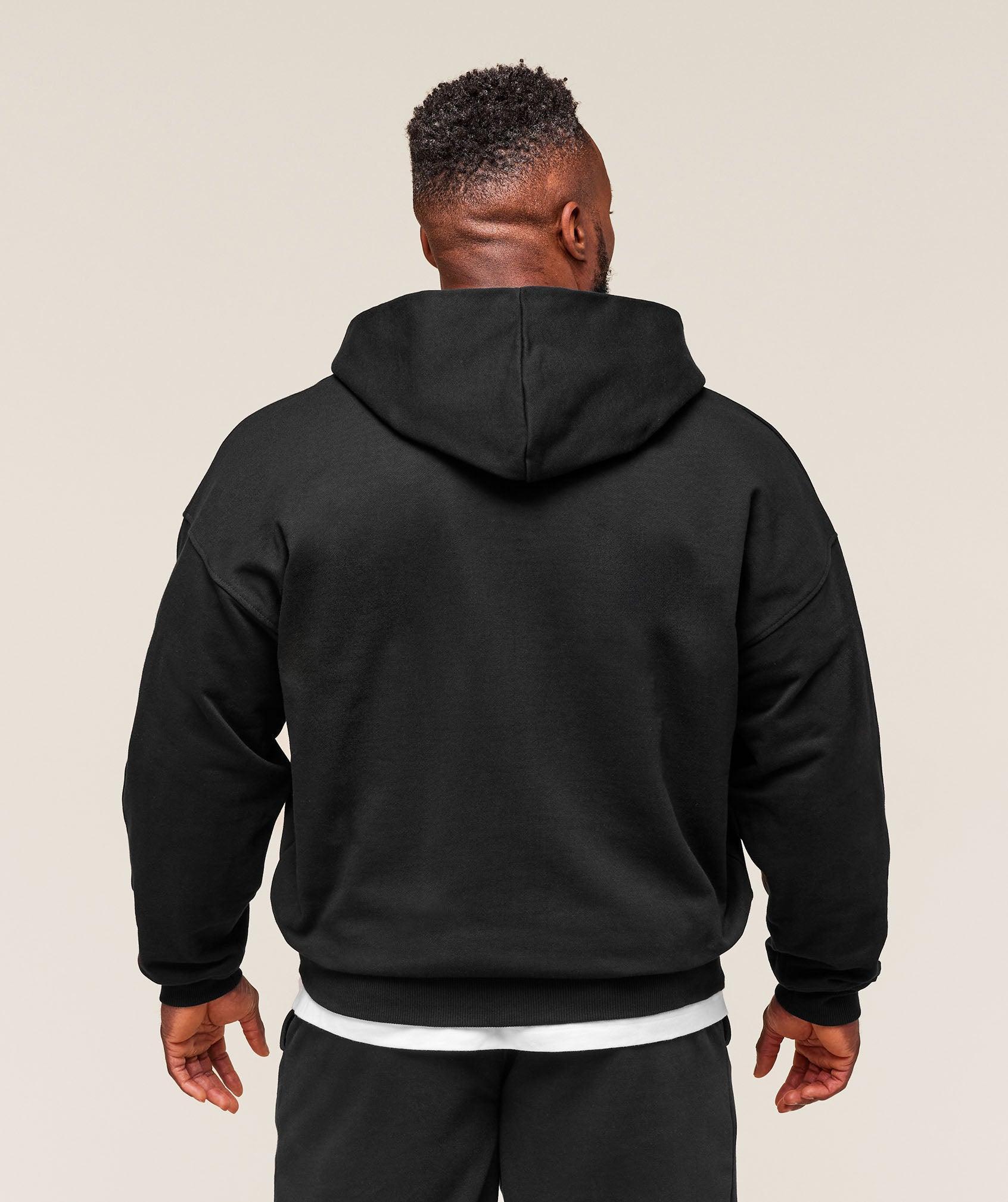 Gymshark Collegiate Script Zip Up Hoodie - Black/White Male Product Image