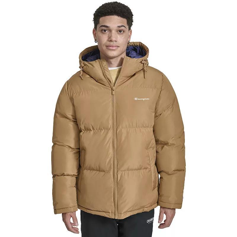 Men's Champion® Hooded Puffer Jacket, Size: XL, Orange Product Image