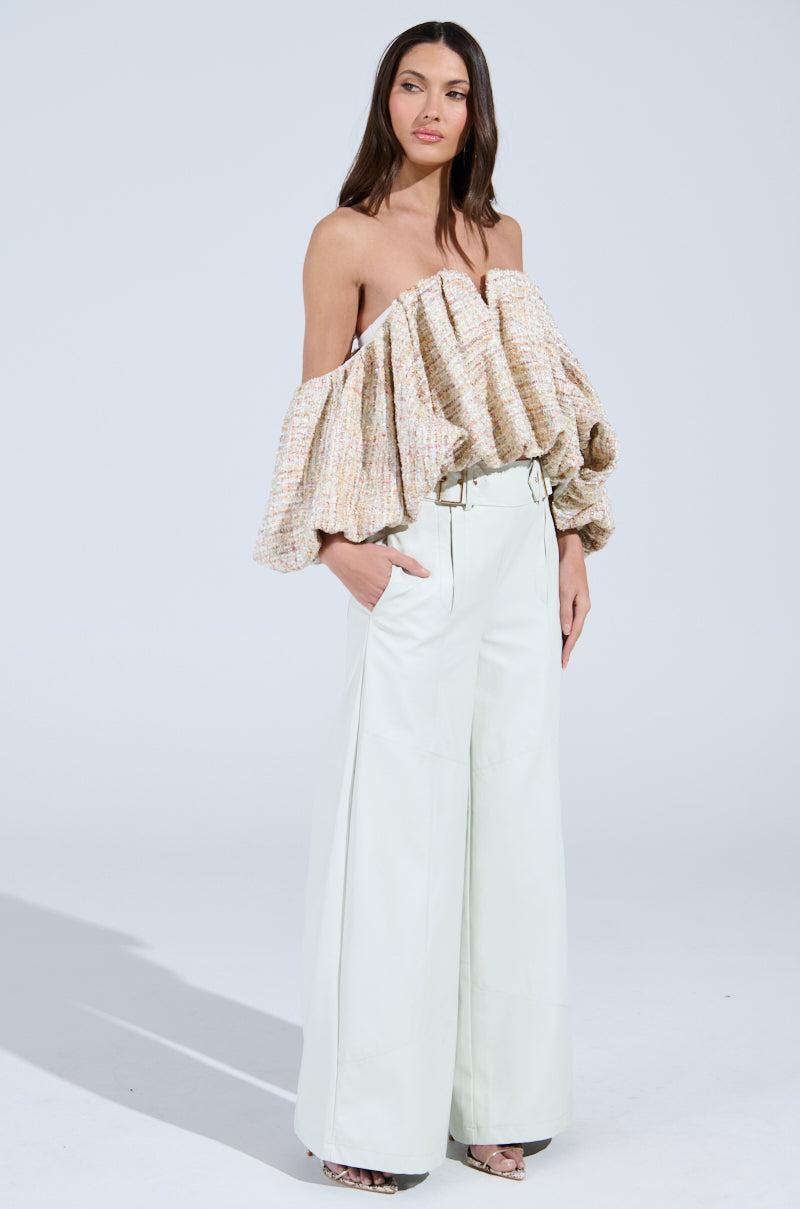 THE PRETTIEST FLOWER TWEED OFF-SHOULDER TOP Product Image