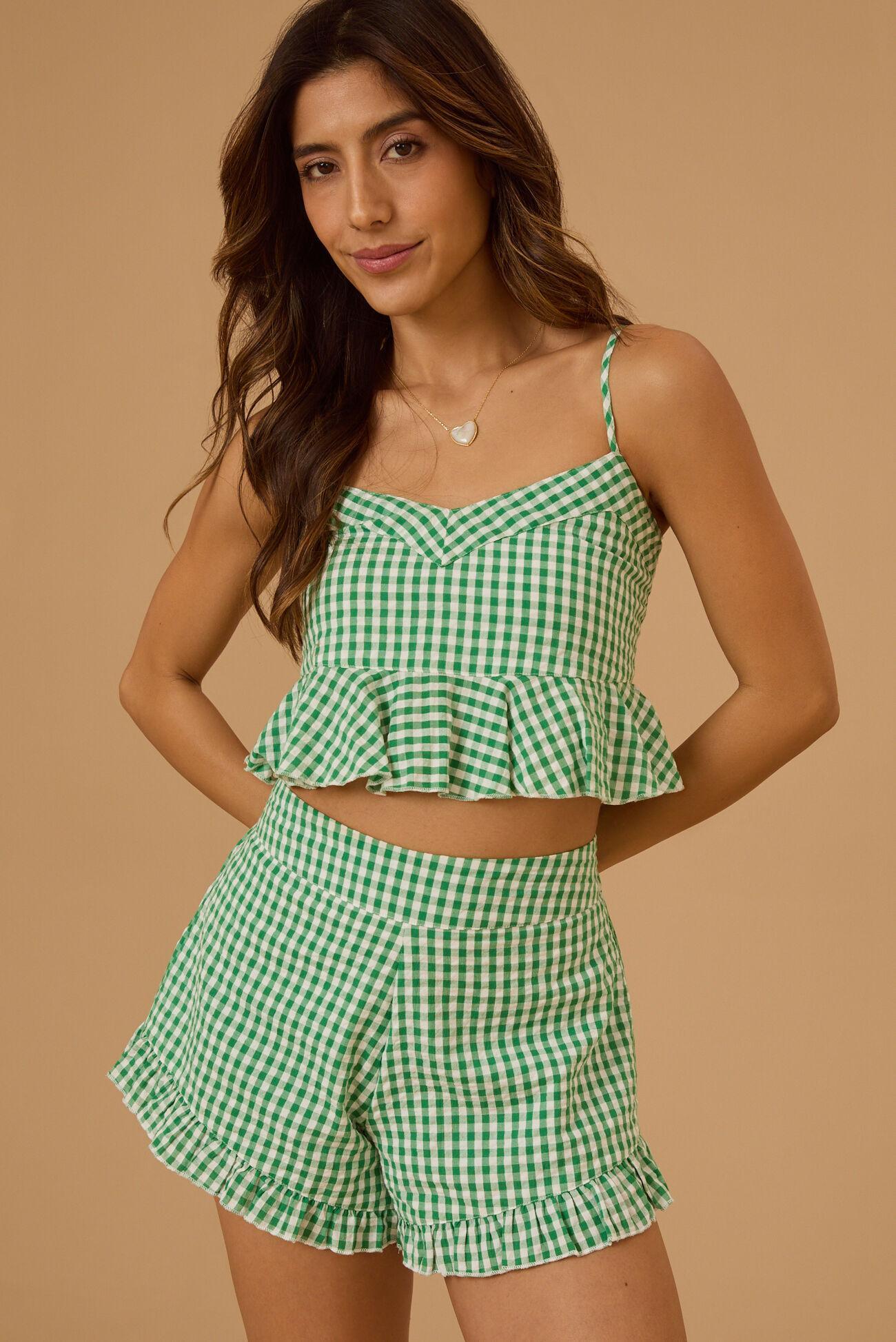 Zahra Gingham Crop Tank Product Image