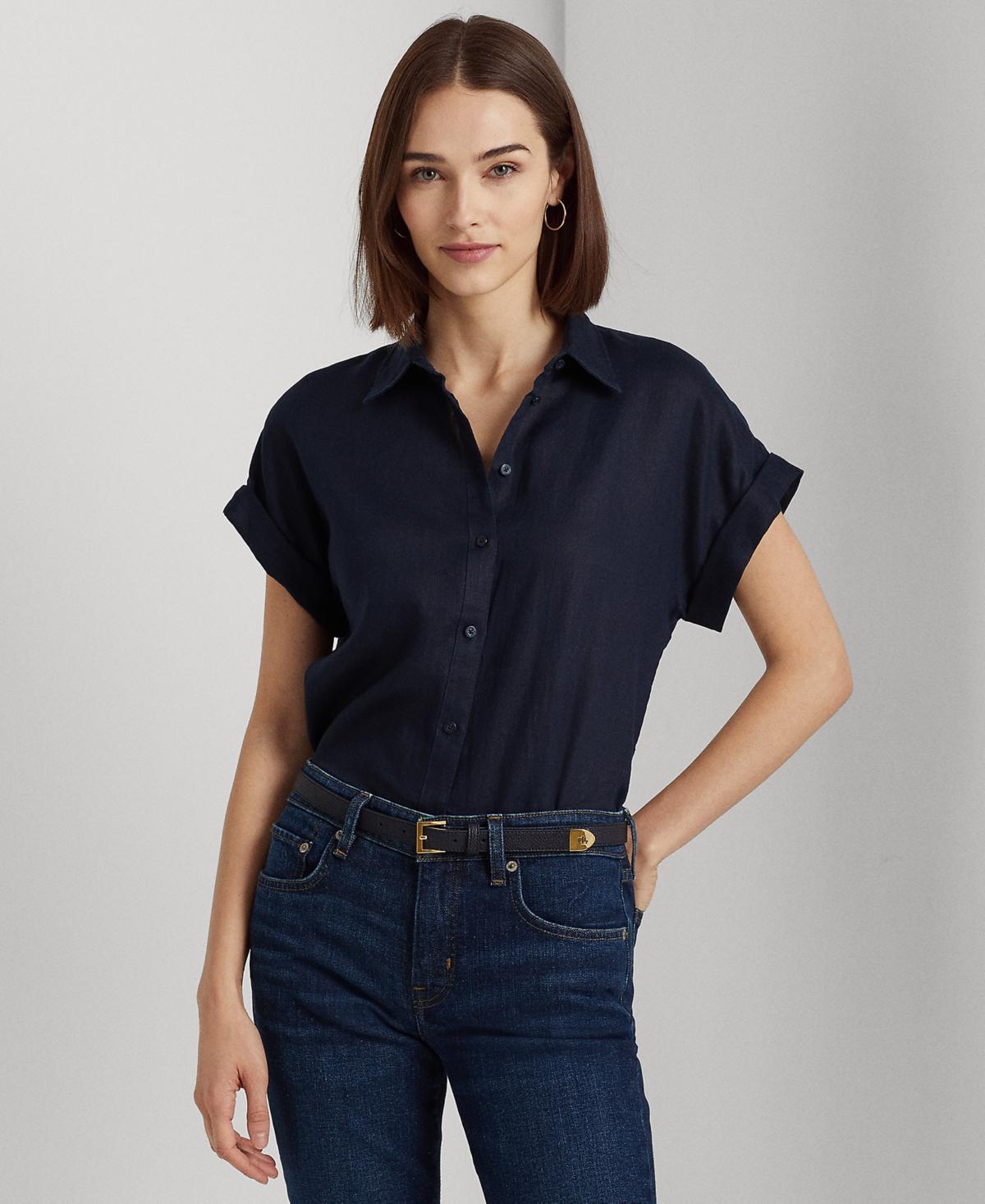 Lauren Ralph Lauren Linen Dolman-Sleeve Shirt Opal) Women's Clothing Product Image
