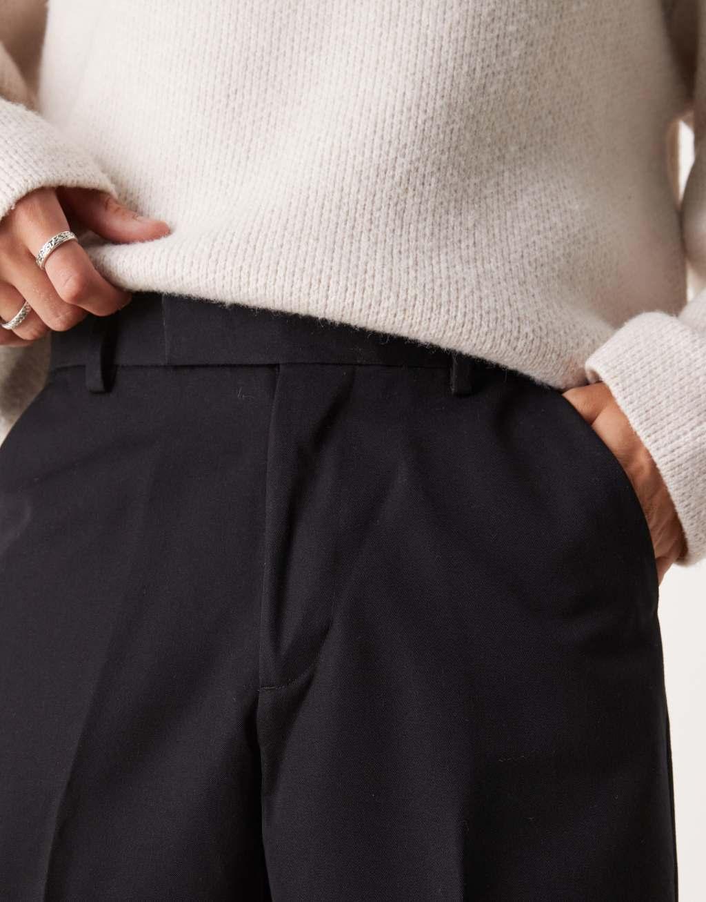 ASOS DESIGN smart wide leg pants in black Product Image