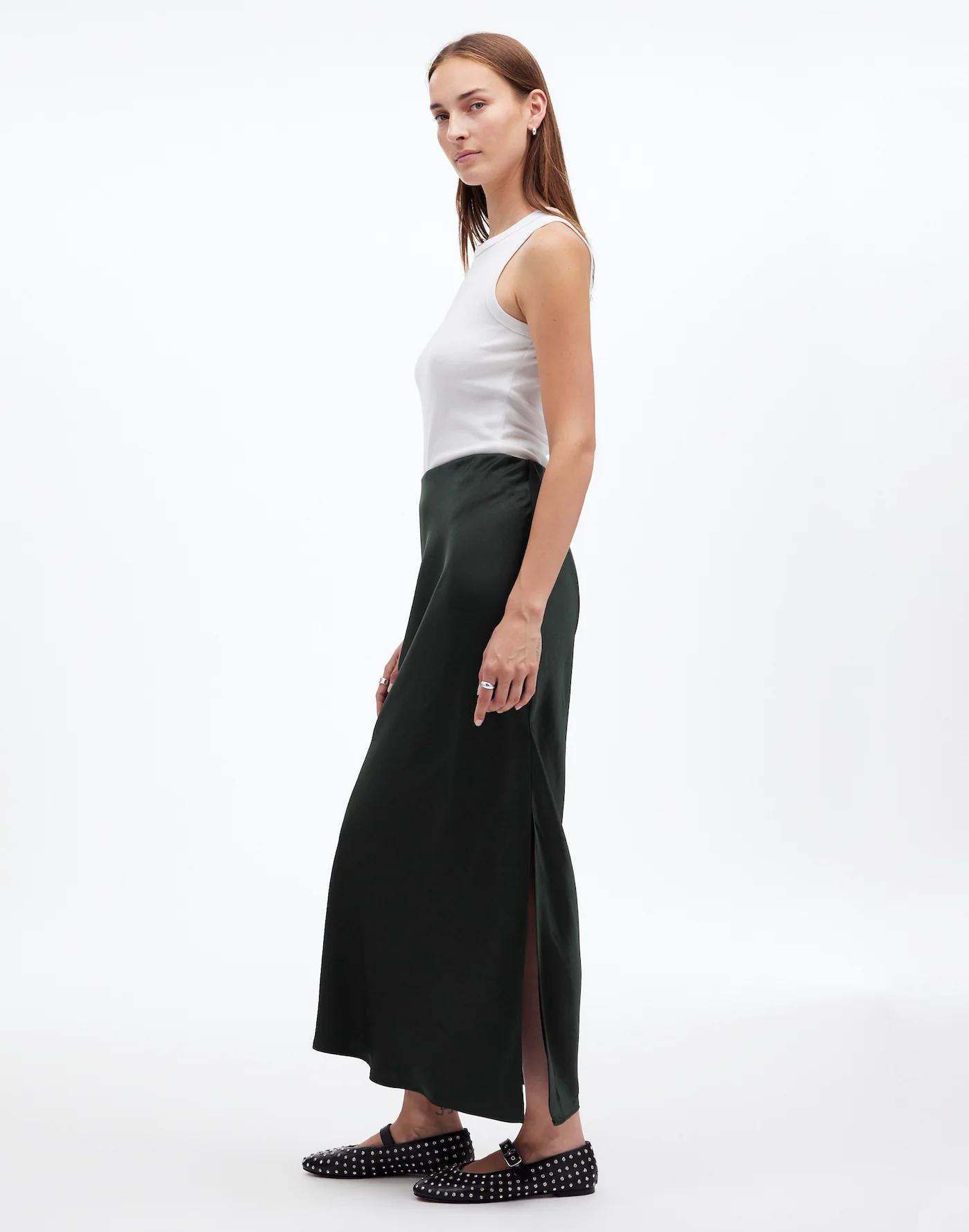 Satin Maxi Slip Skirt Product Image