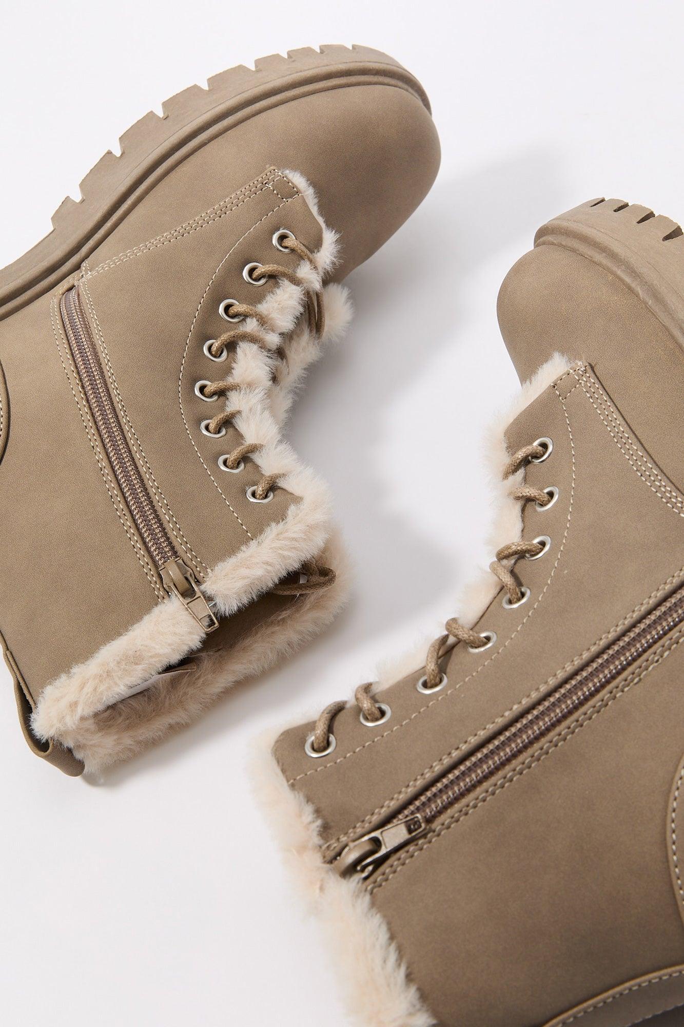 Faux Fur Lined Lace Up Boot Female Product Image