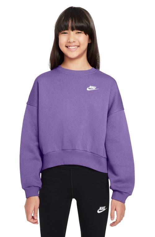 Nike Kids' Sportswear Club Fleece Crewneck Sweatshirt in Black Raspberry/White at Nordstrom Product Image
