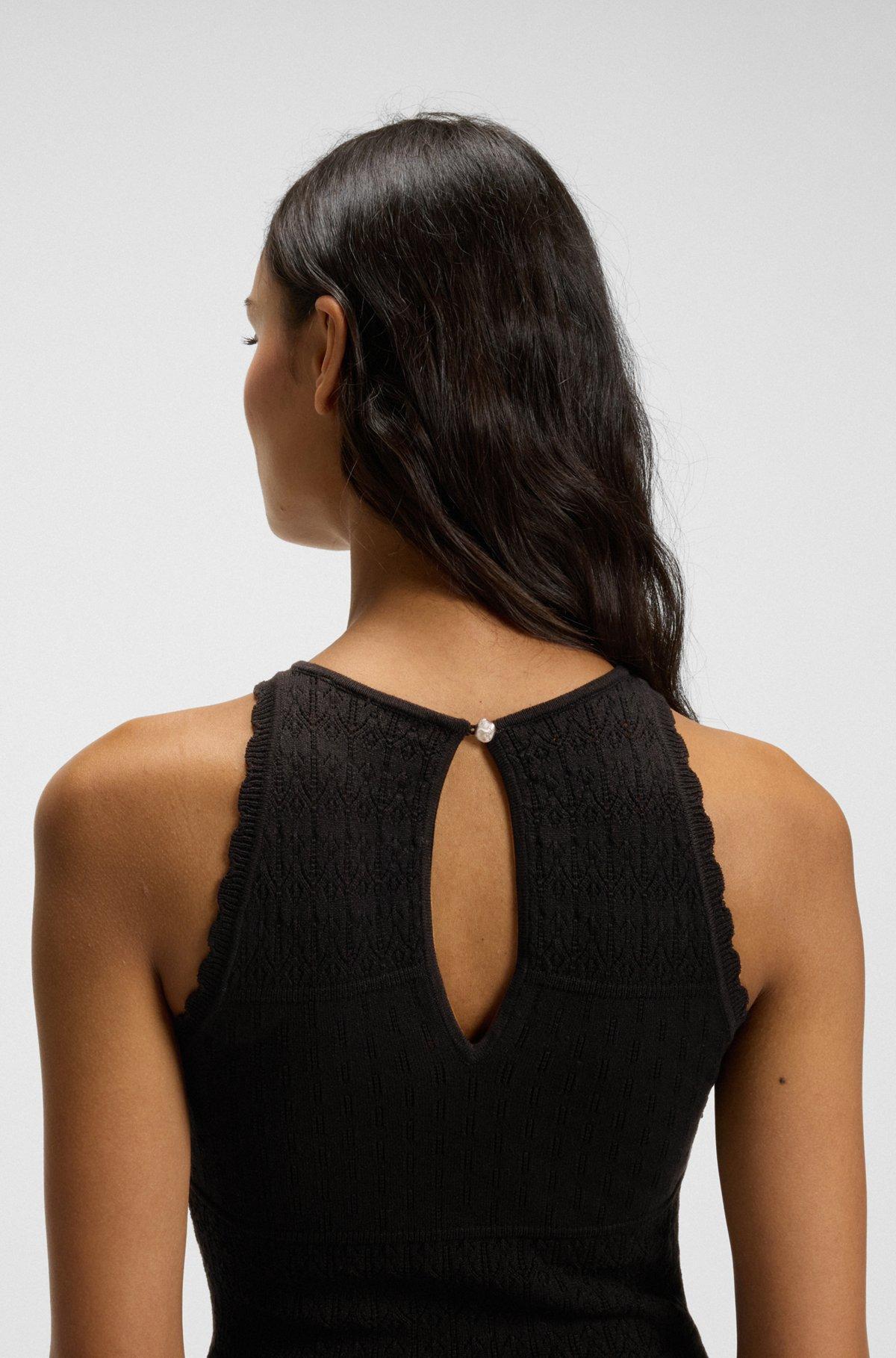 BOSS - Knitted dress with contrast-fabric skirt - Black Product Image