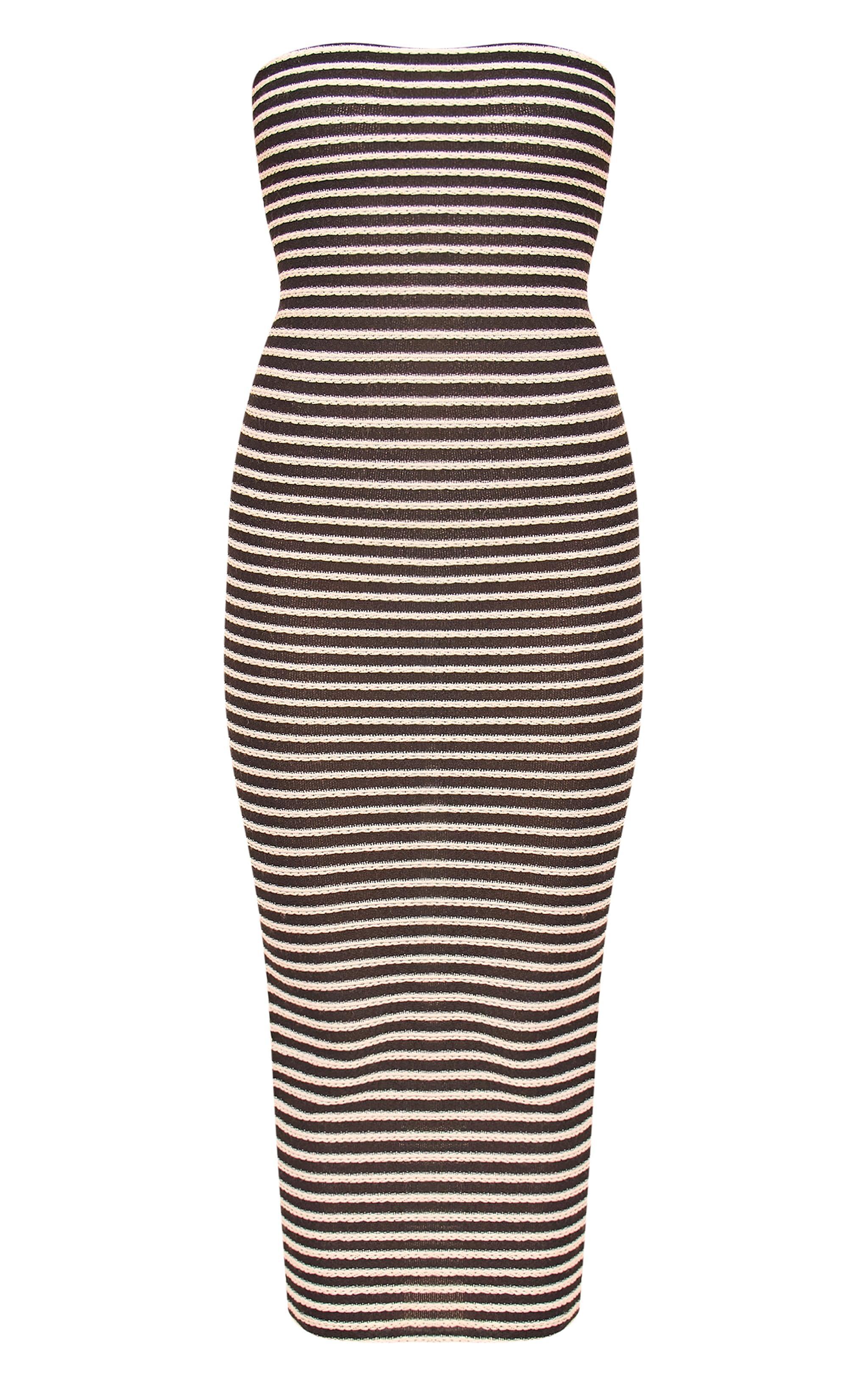 Black Bandeau Stripe Midi Dress Product Image