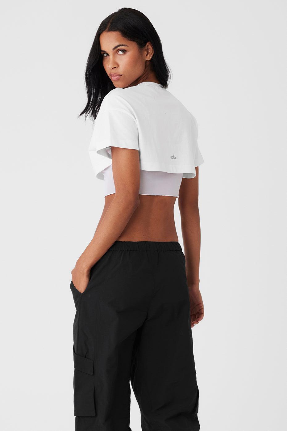 Made You Look Cropped Short Sleeve Tee - White Product Image