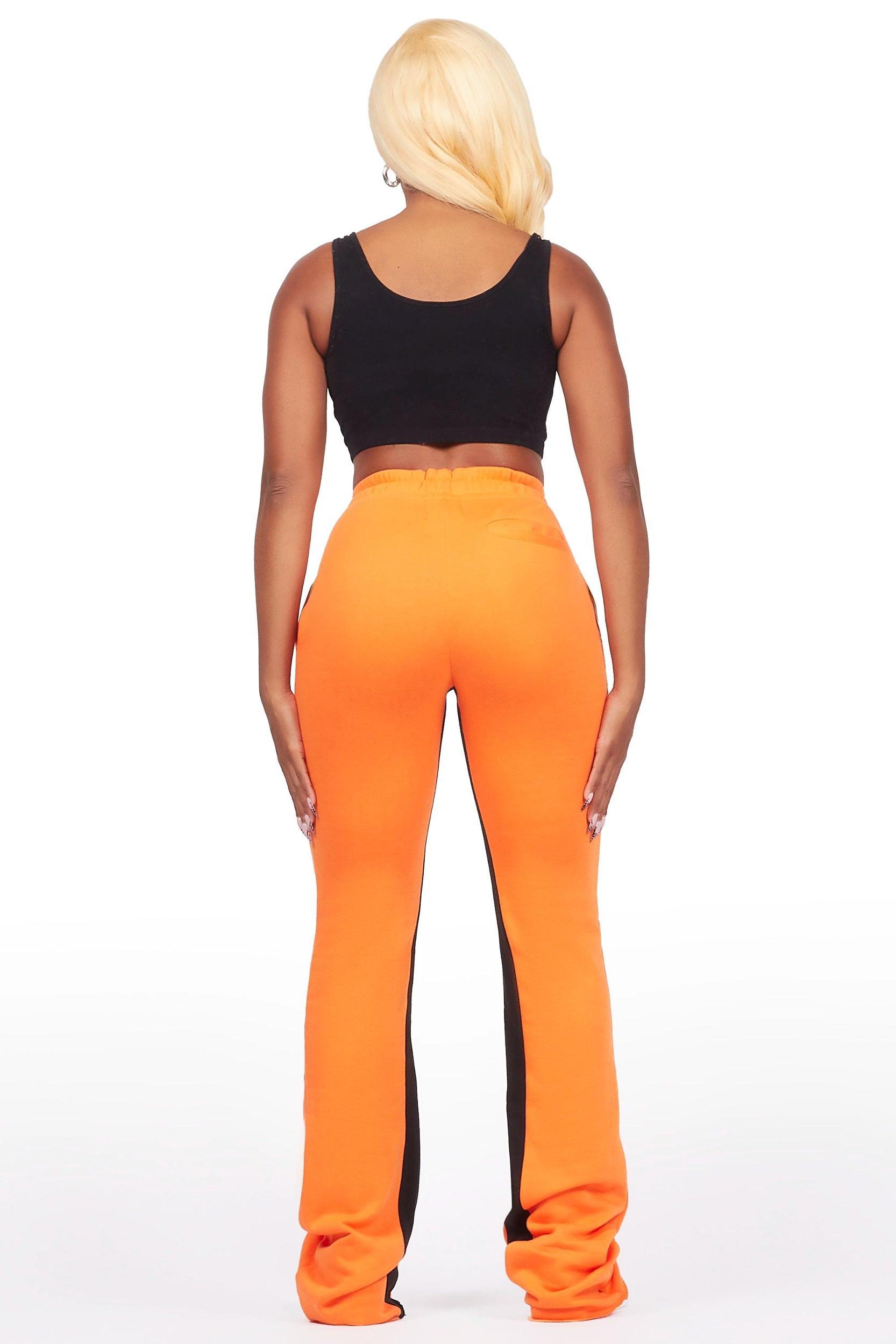 Juatica Orange Baggy Stacked Track Pant Female Product Image