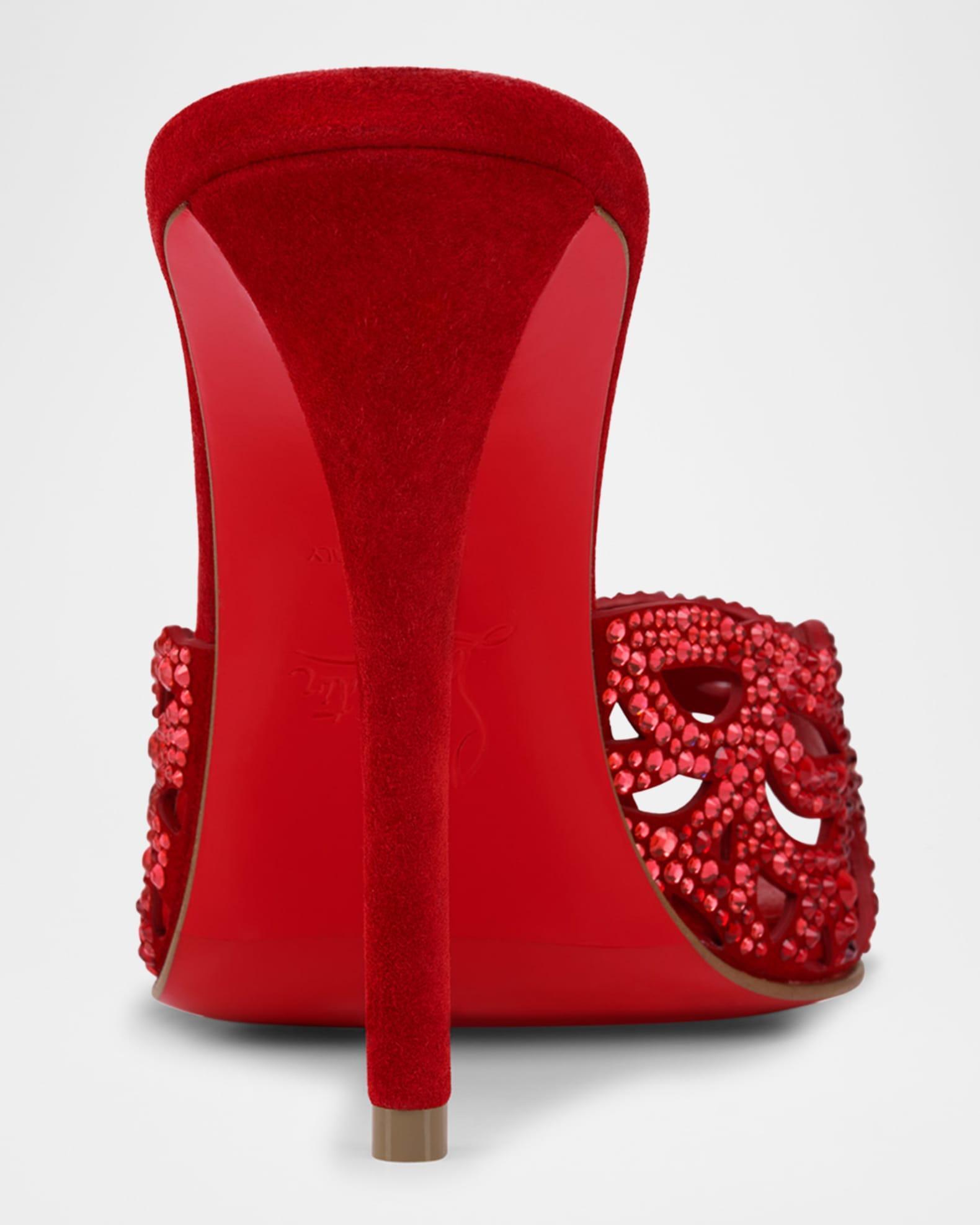 Lasera Strass Suede Red Sole Mule Pumps Product Image