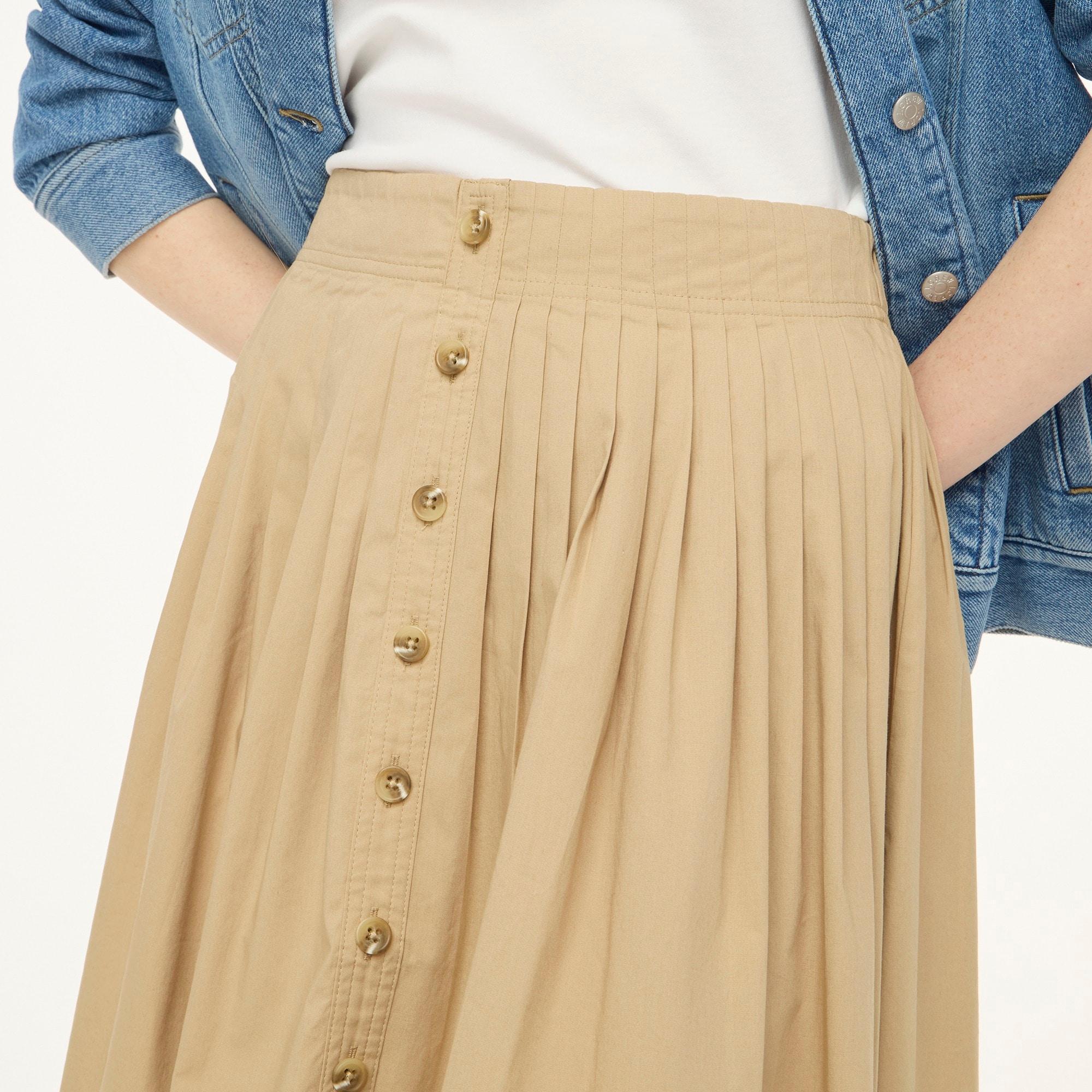 Pleated button-front midi skirt Product Image