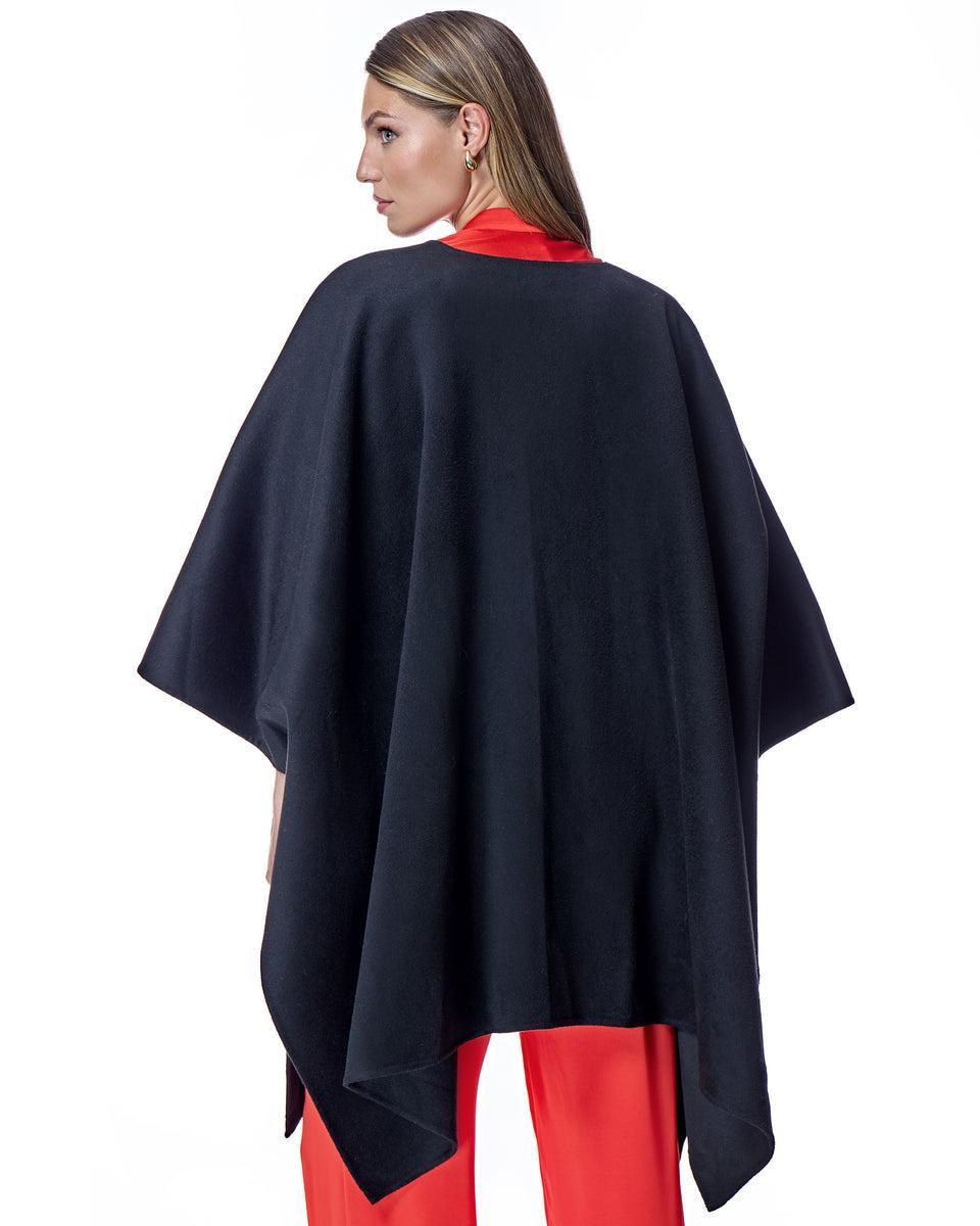 Julia & Stella by Maximilian Wool Blend Ruana with Plush Cashmere Goat Trim-Maximilian Product Image