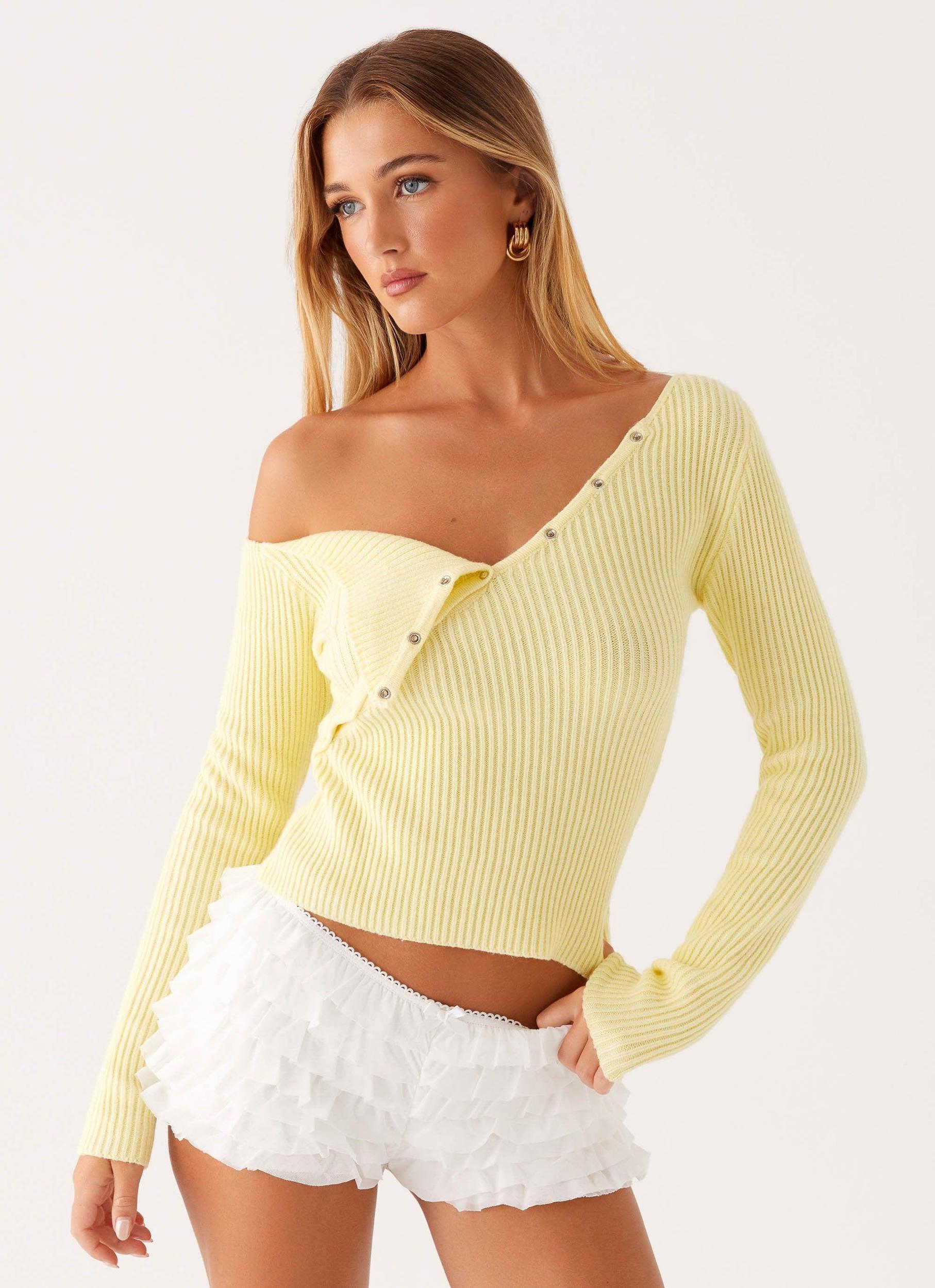 Waverly Knit Top - Pastel Yellow Product Image
