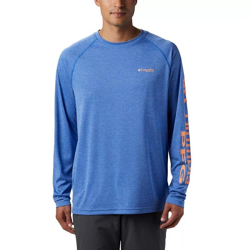 Men's Columbia PFG UPF 50 Terminal Tackle™ Heather Long Sleeve Shirt, Size: XL, Grey Heather Product Image