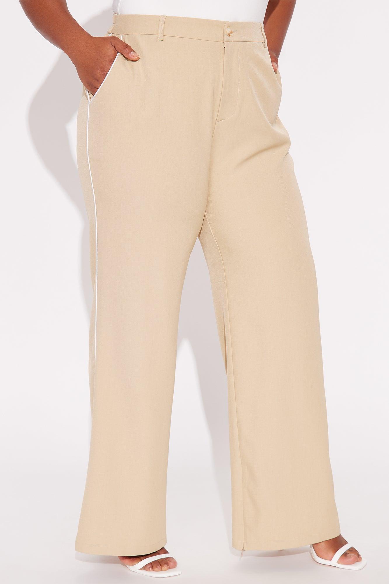 Camryn Wide Leg Trouser Pant - Khaki Product Image