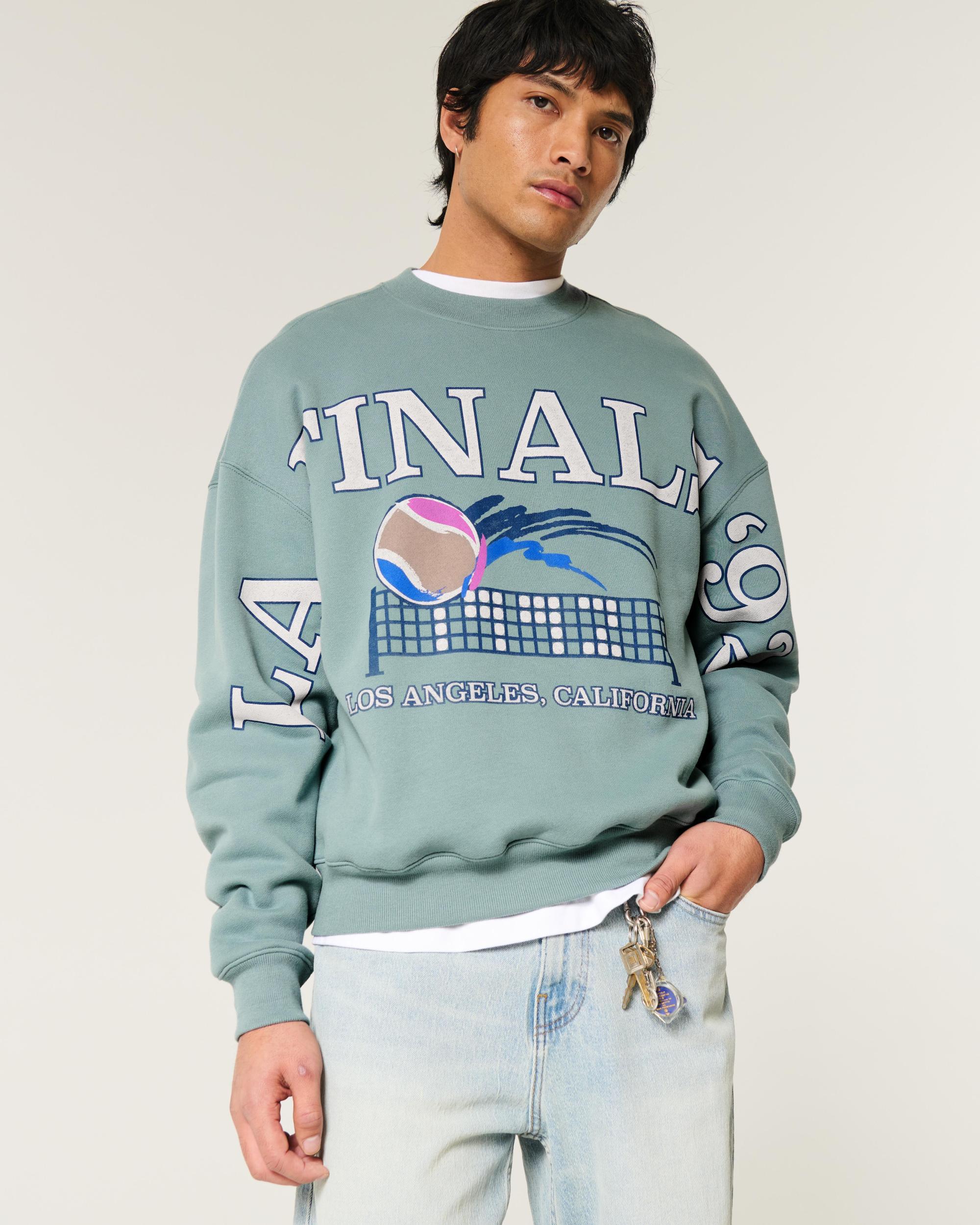 Boxy LA Finals Tennis Graphic Crew Sweatshirt Product Image