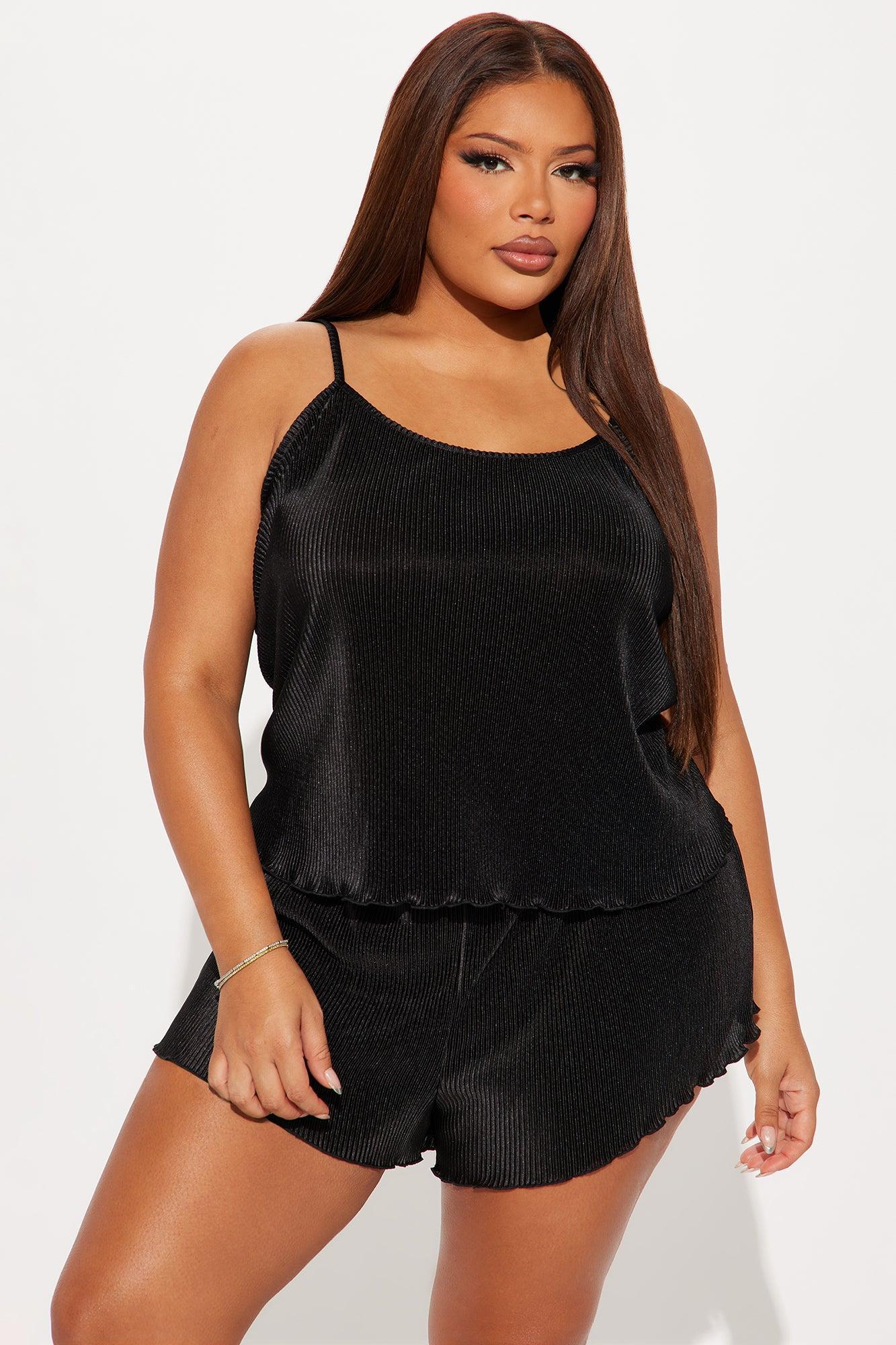 Always Bedtime Plisse PJ Short Set - Black Product Image