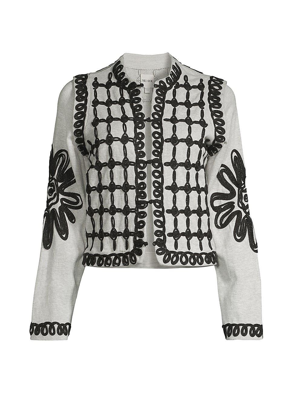 Womens Romantic Soutache Floral Knit Jacket Product Image