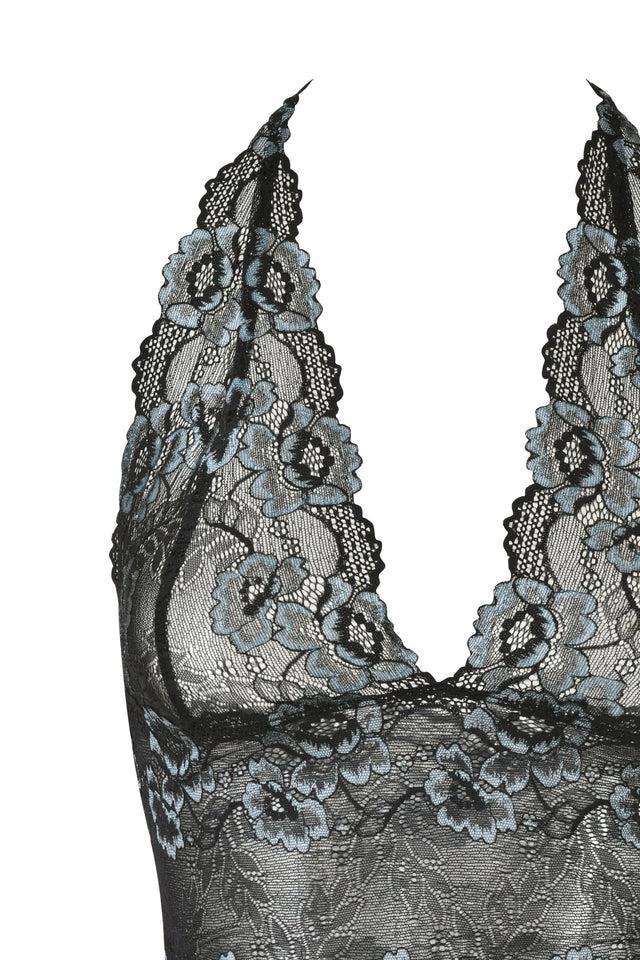 GEM HALTER TOP - BLACK : BLACK BLUE Product Image