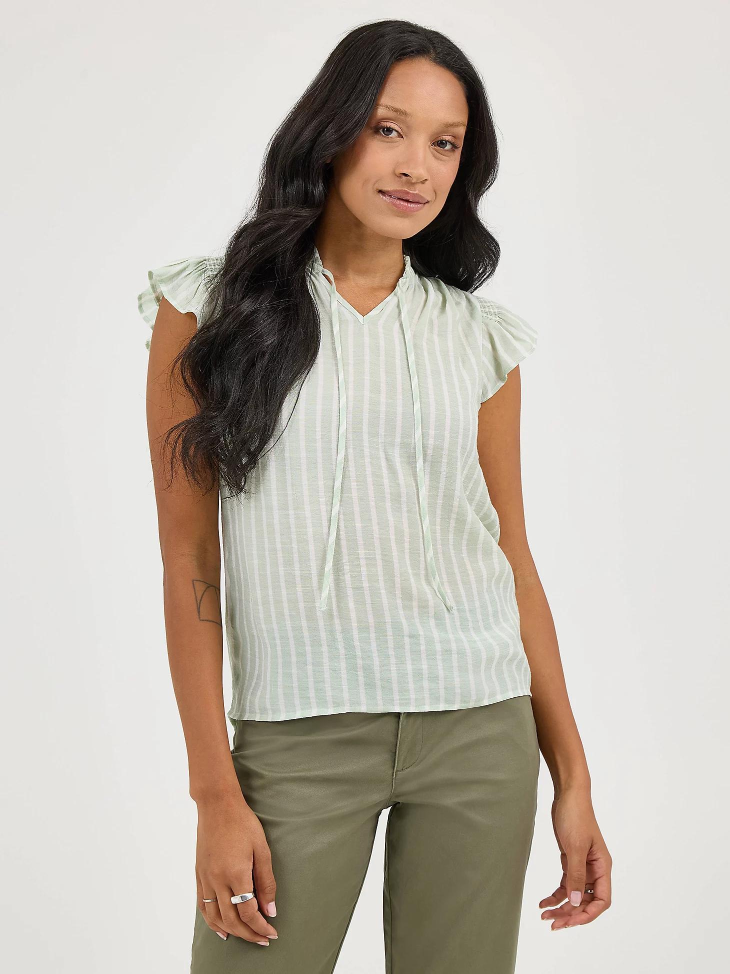 Women's Flutter Sleeve Print Blouse | Women's Tops & Tees | Lee® Product Image